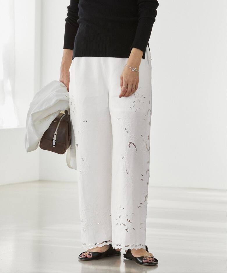 追加》コットンリネンカットワークレース イージーパンツ（その他  