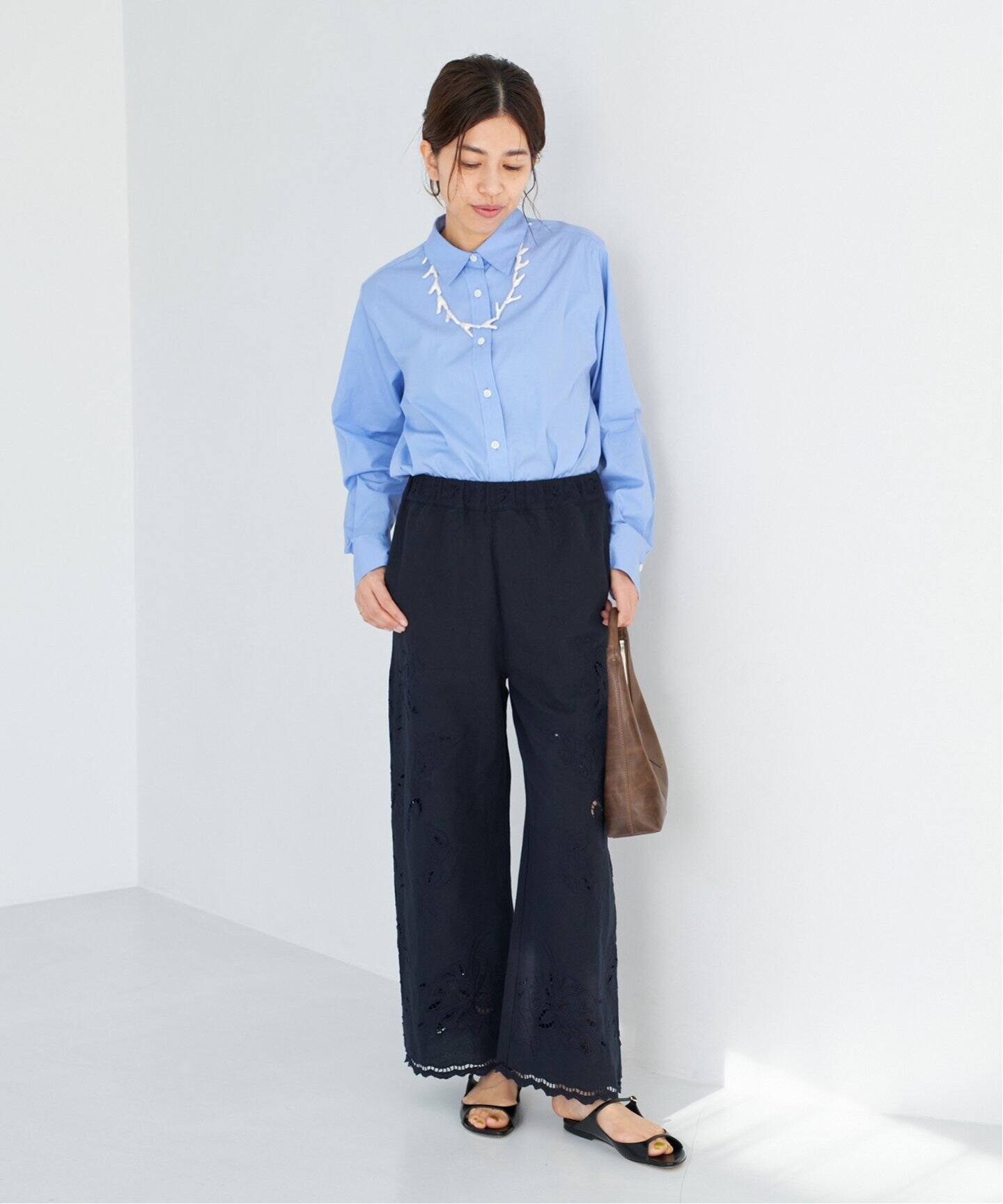 WEB限定/追加2》コットンリネンカットワークレース イージーパンツ