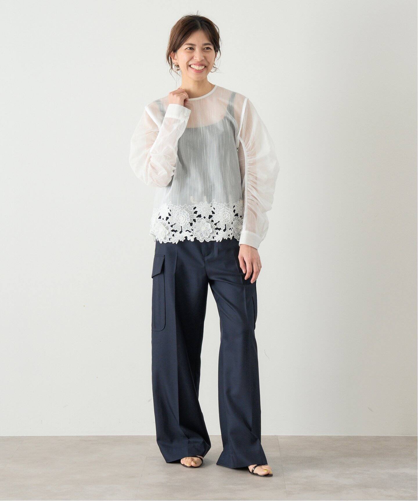 IENA ウォッシャブルカーゴスラックス　ネイビー　36 追加3》ウォッシャブル カーゴスラックス（スラックス）｜IENA