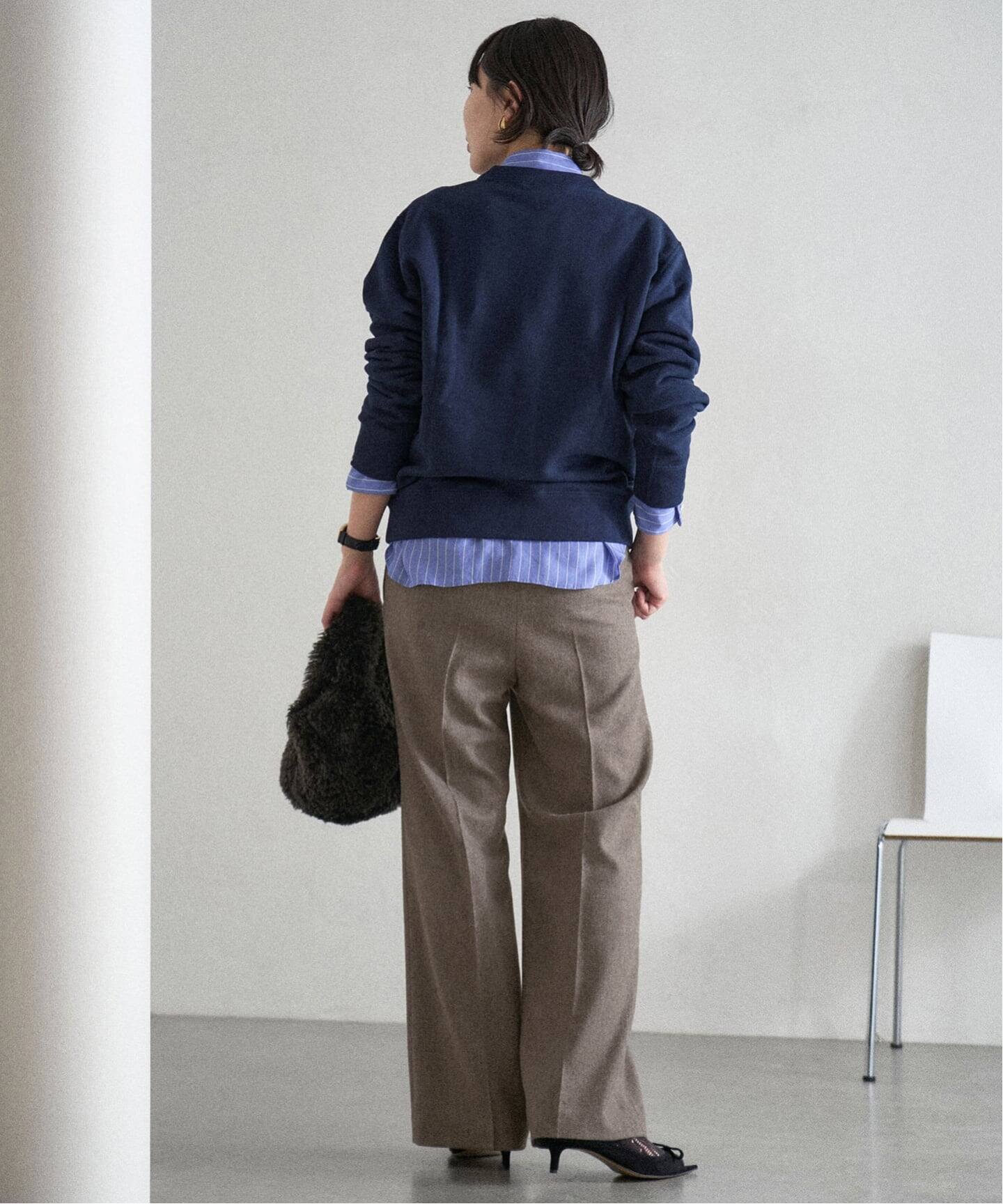 未使用 美品 ＩＥＮＡ　ウール素材ツイードパンツ　タグ付き新品　完売品 CLASSICO TAPERED】【秋冬】ウールテーパードパンツ 2タック/ブラウン