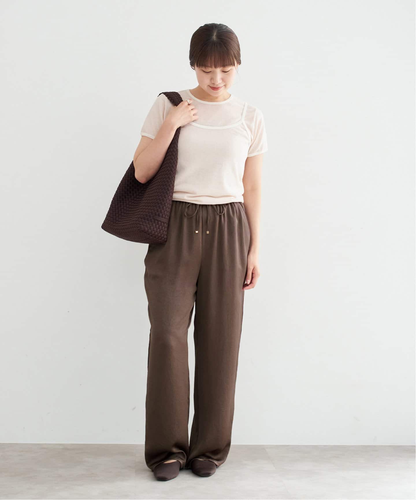 IENA　ブラウン系【美品・洗える】バリエーションリラックスパンツ IENA ブラウン系【美品・洗える】バリエーションリラックスパンツ