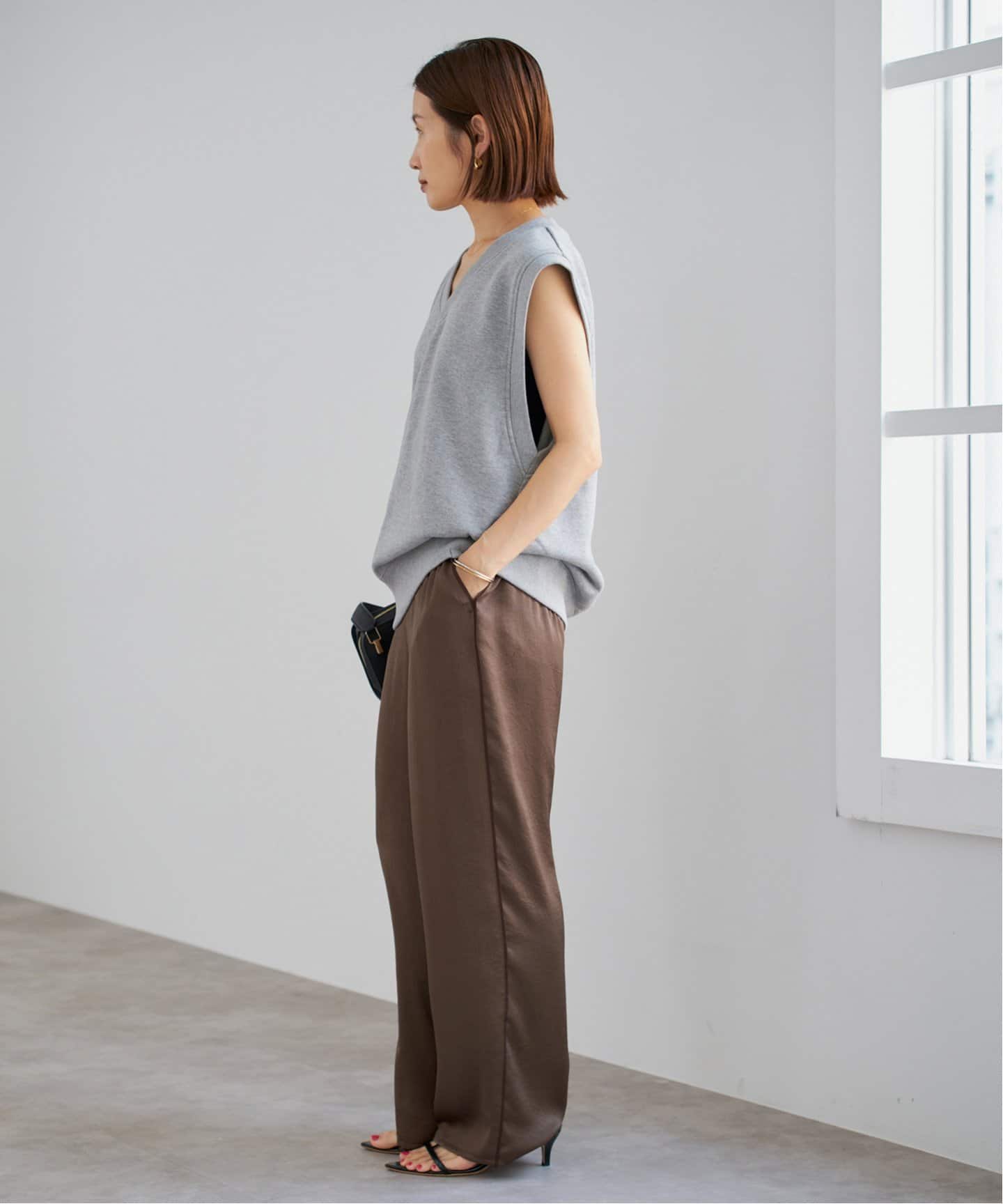 IENA　ブラウン系【美品・洗える】バリエーションリラックスパンツ IENA ブラウン系【美品・洗える】バリエーションリラックス