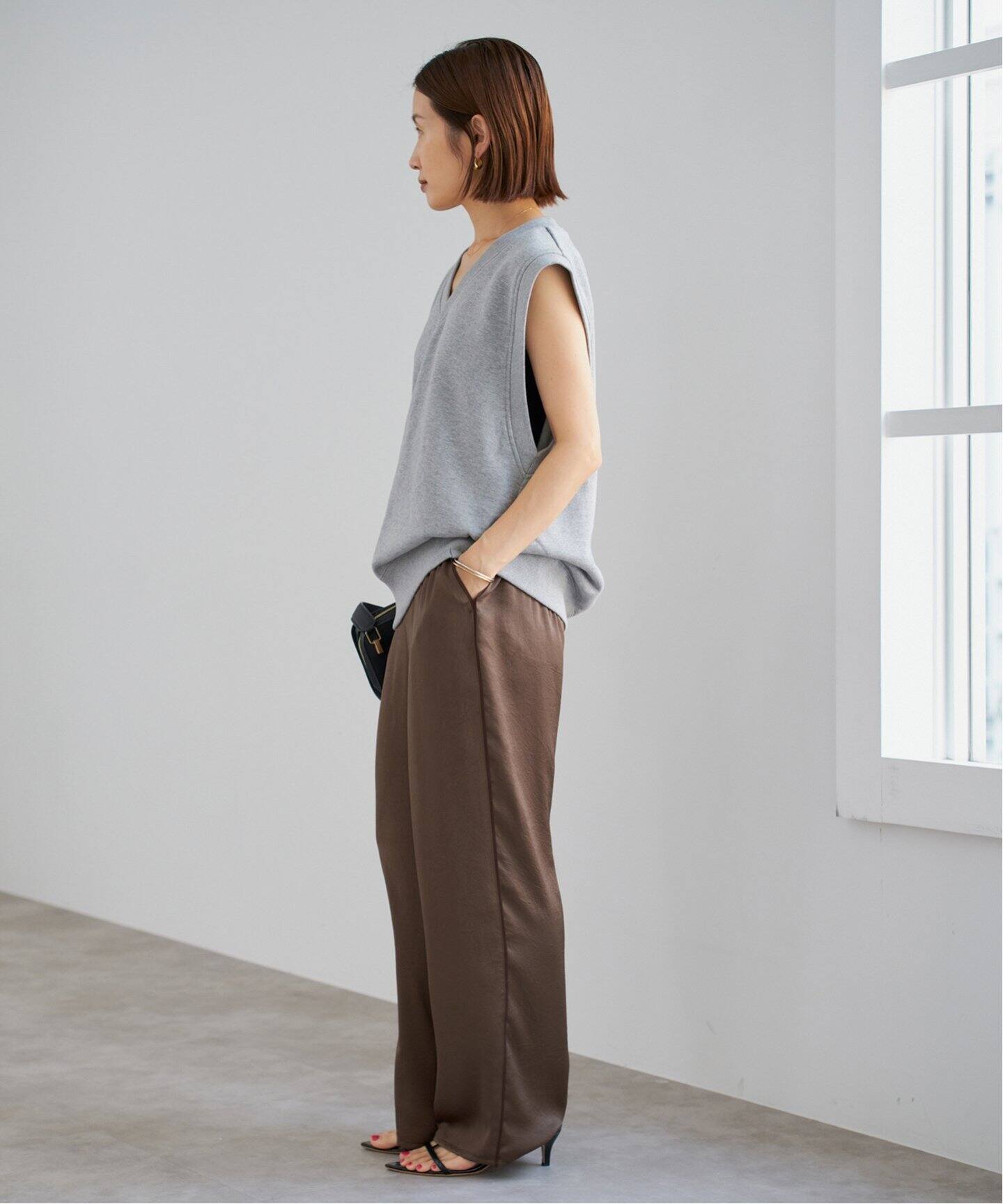 IENA　ブラウン系【美品・洗える】バリエーションリラックスパンツ IENA ブラウン系【美品・洗える】バリエーションリラックス