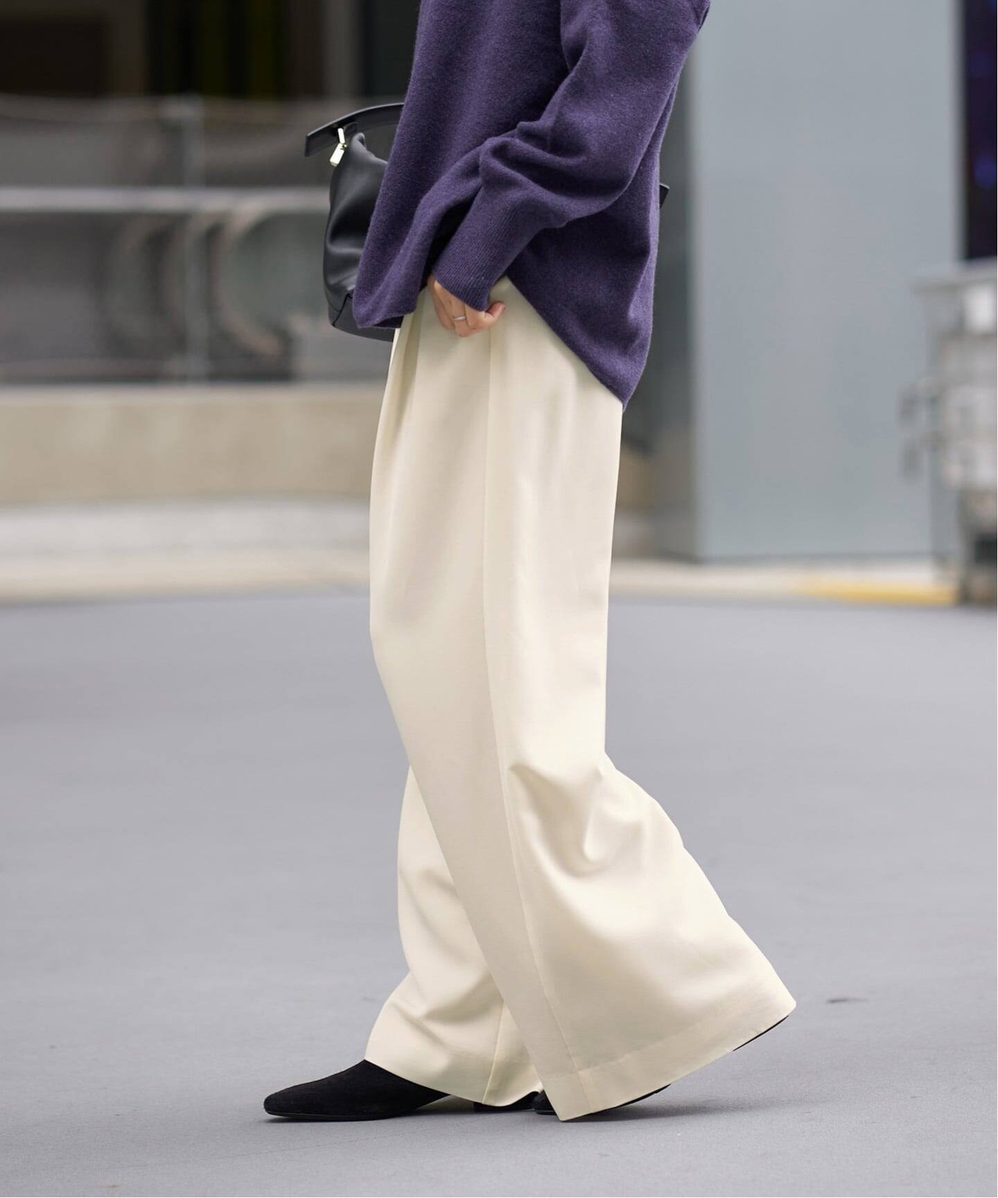 ウォッシャブル アセテートツイルタックパンツ（その他パンツ）｜IENA