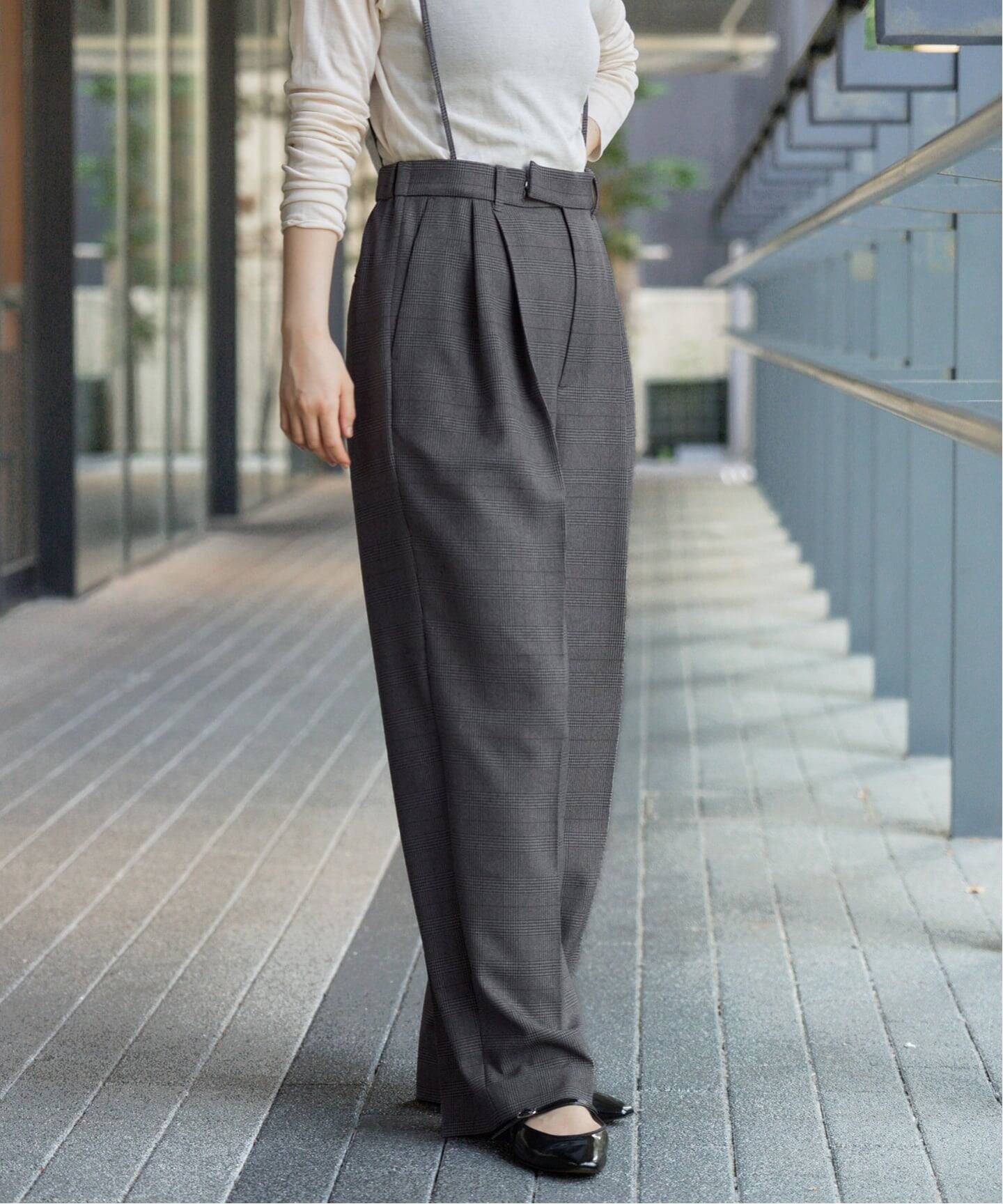 サスペンダーチェックパンツ（スラックス）｜IENA（イエナ）の通販