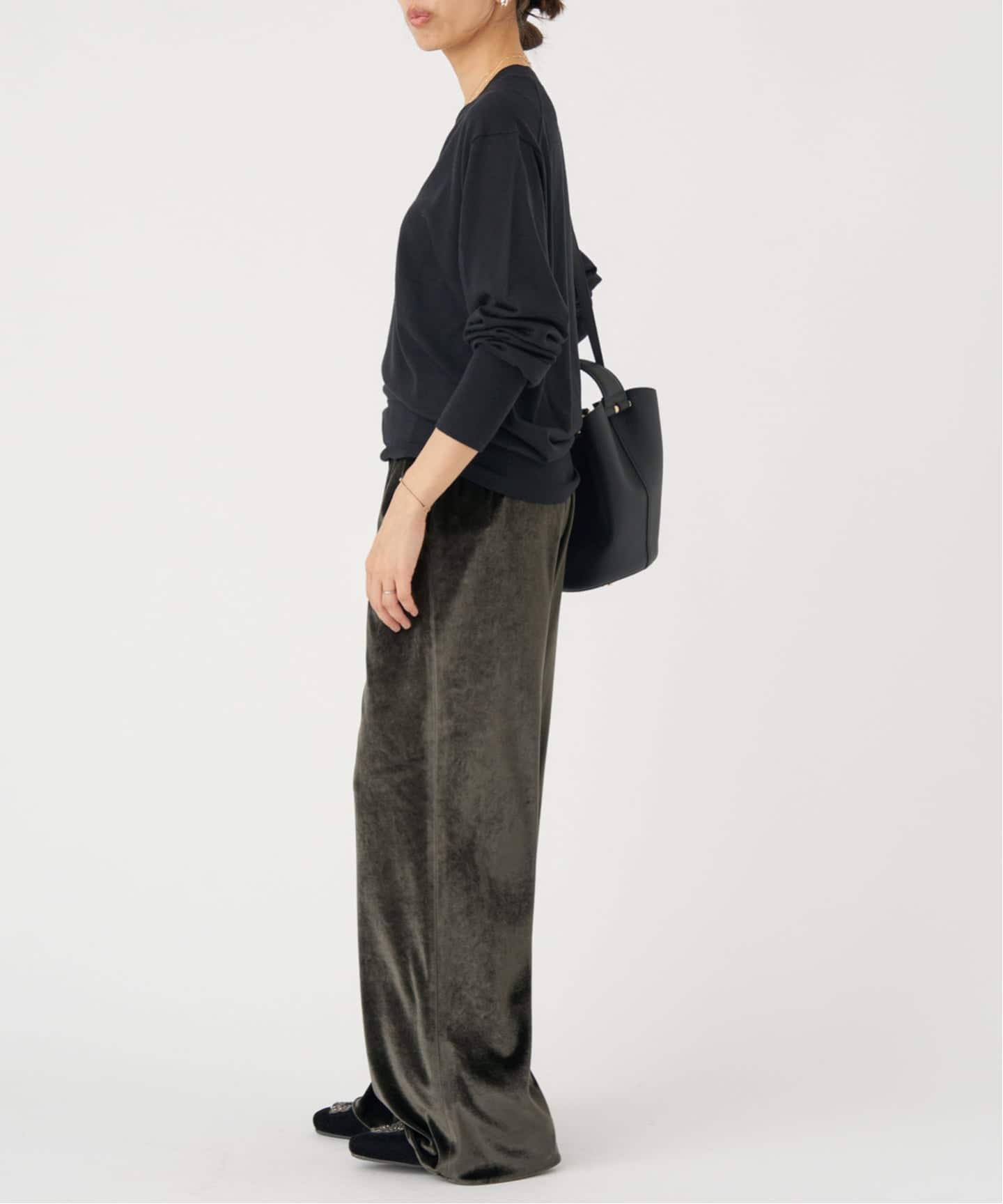 美品 IENA クチュールドアダム ベロア イージーパンツ 黒 IENA完売