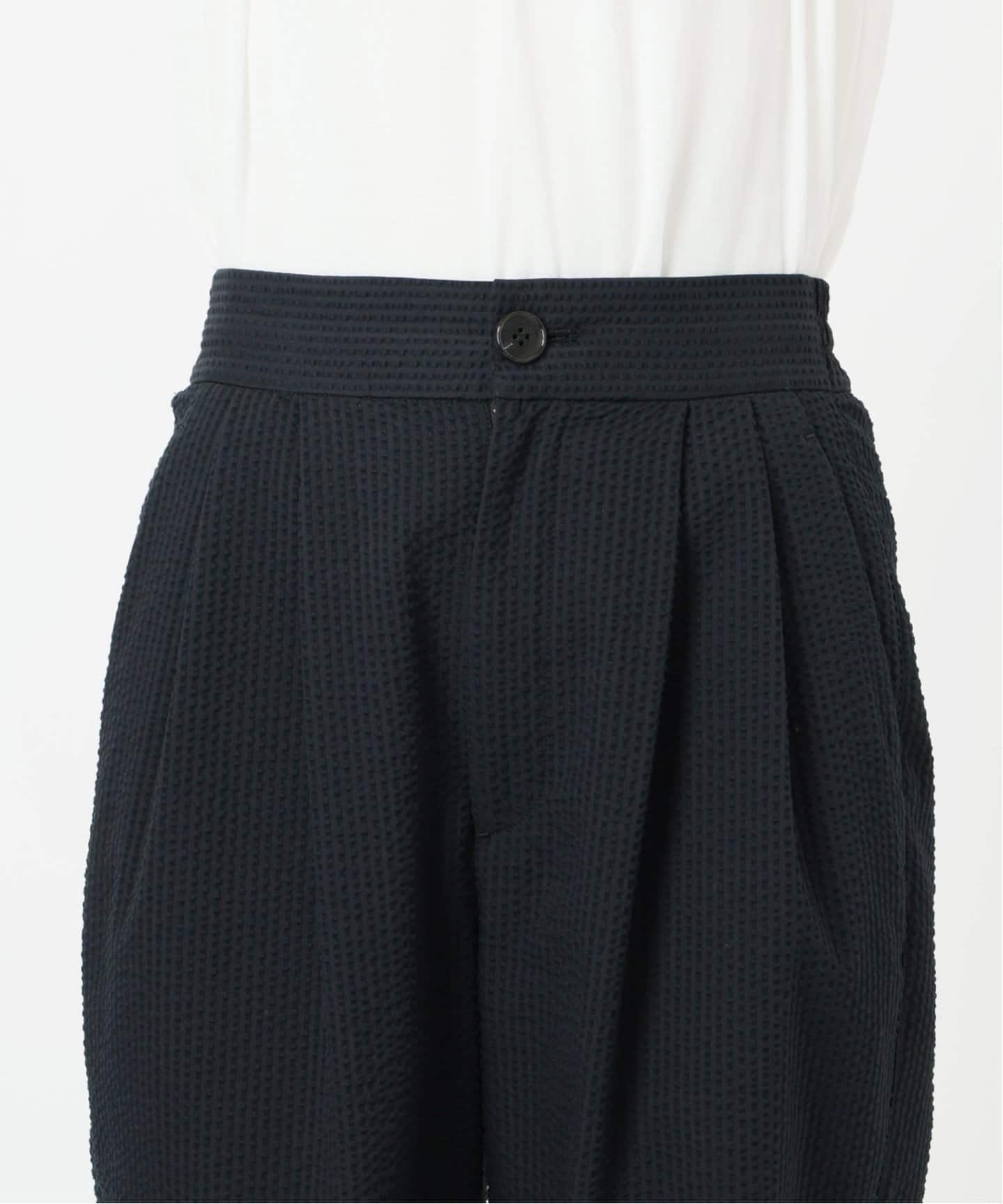 美品✨IENA✨ BLACK シアサッカーパンツ　サイズ38 ストライプ BLACK シアサッカーパンツ（スラックス）｜IENA（イエナ）の通販