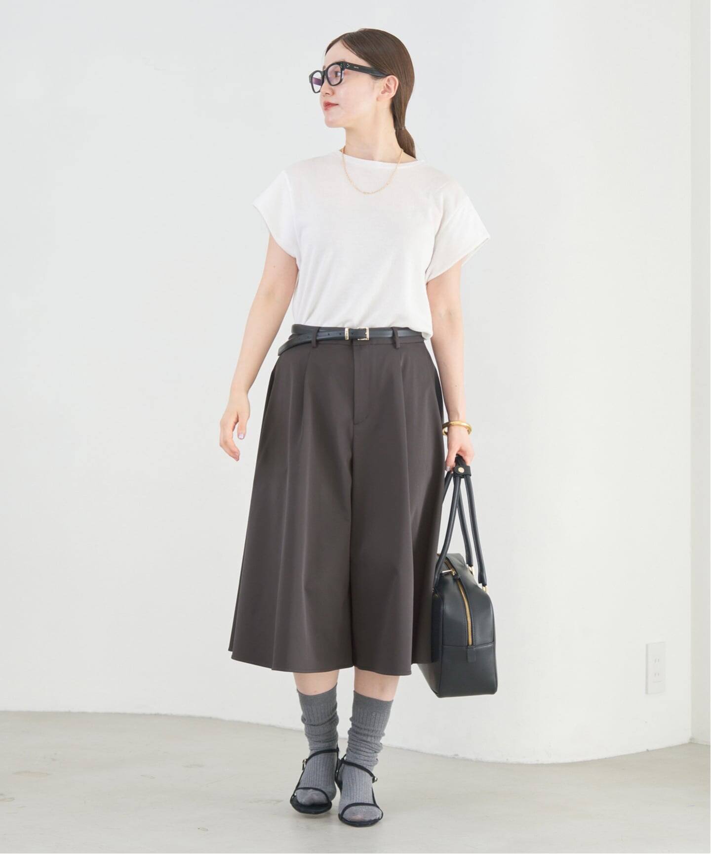 ARCHI ベージュ キュロット タック入り ぽっちゃりさんサイズ】タックキュロット - ファッション通販