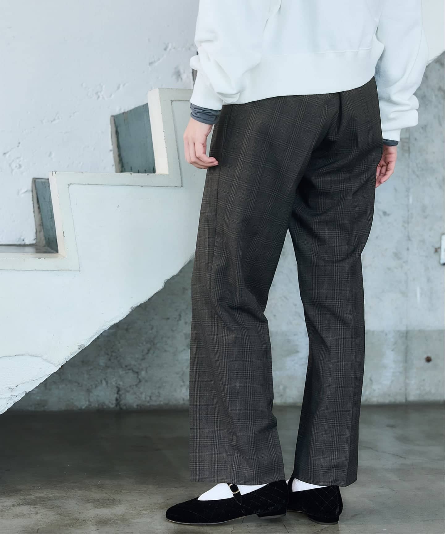 イエナ（IENA）/BLACK チェックタックパンツ BLACK チェックタックパンツ（スラックス）｜IENA（イエナ）の通販