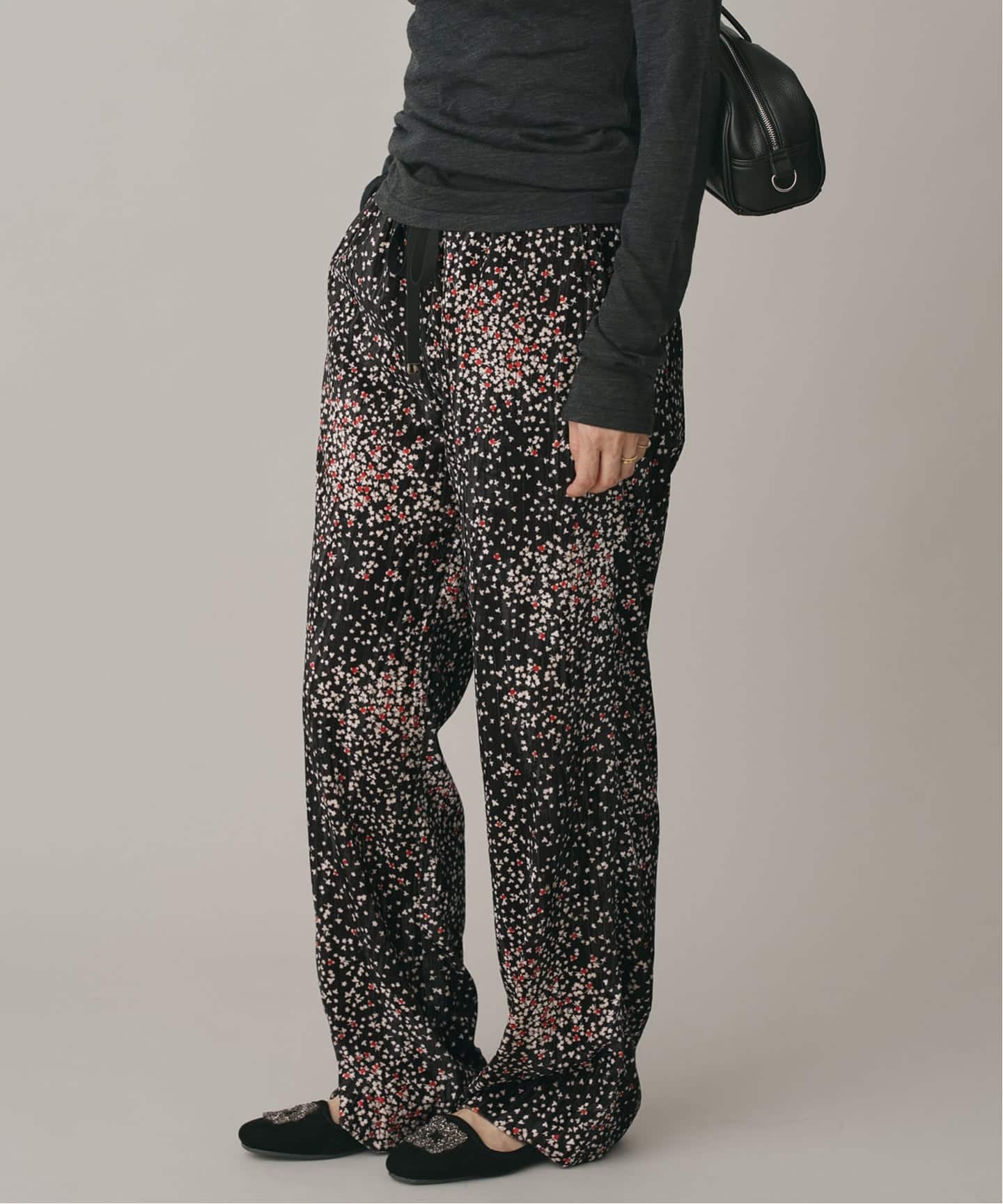 美品 IENA クチュールドアダム ベロア イージーパンツ 黒 38