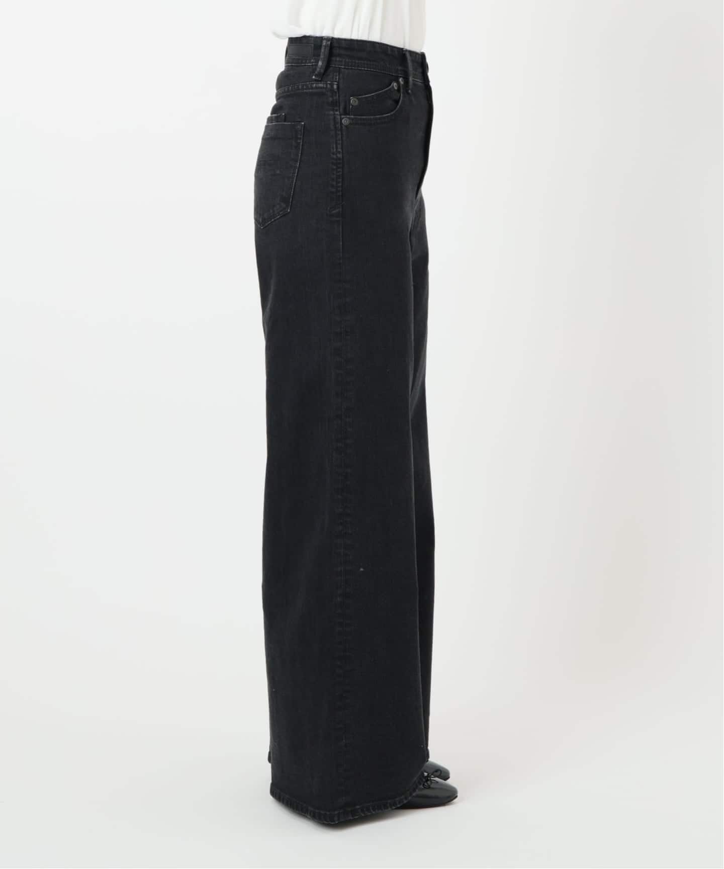 ヤヌーク　ワイドフレア　YANUK デニムパンツ　ブラック25 完売品 YANUK - YANUK ヤヌーク ワイドフレア 25 ブラック デニムパンツ