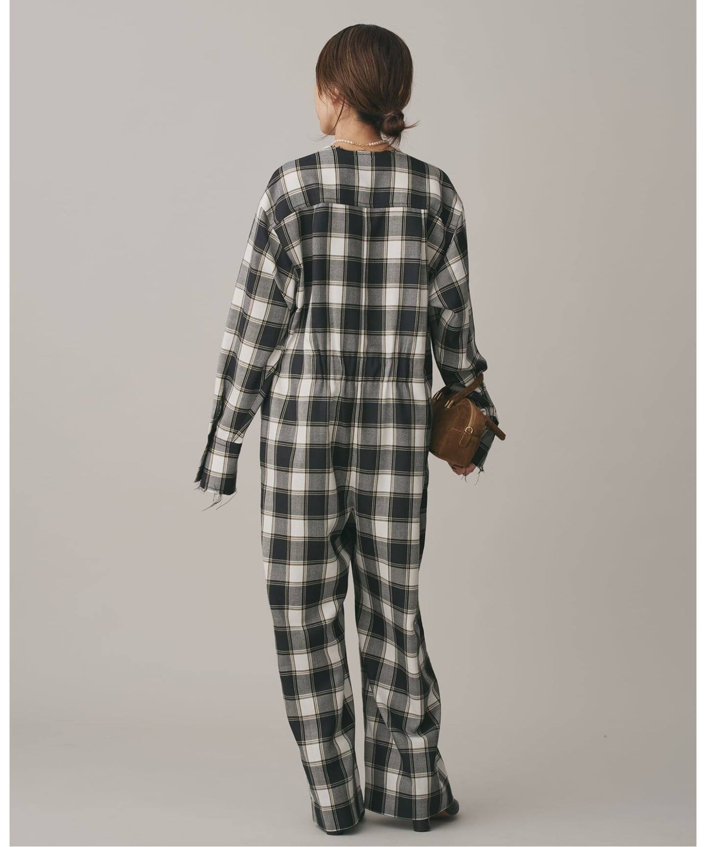 Nell/ネル チェック長袖ALLINONE オールインワン（つなぎ