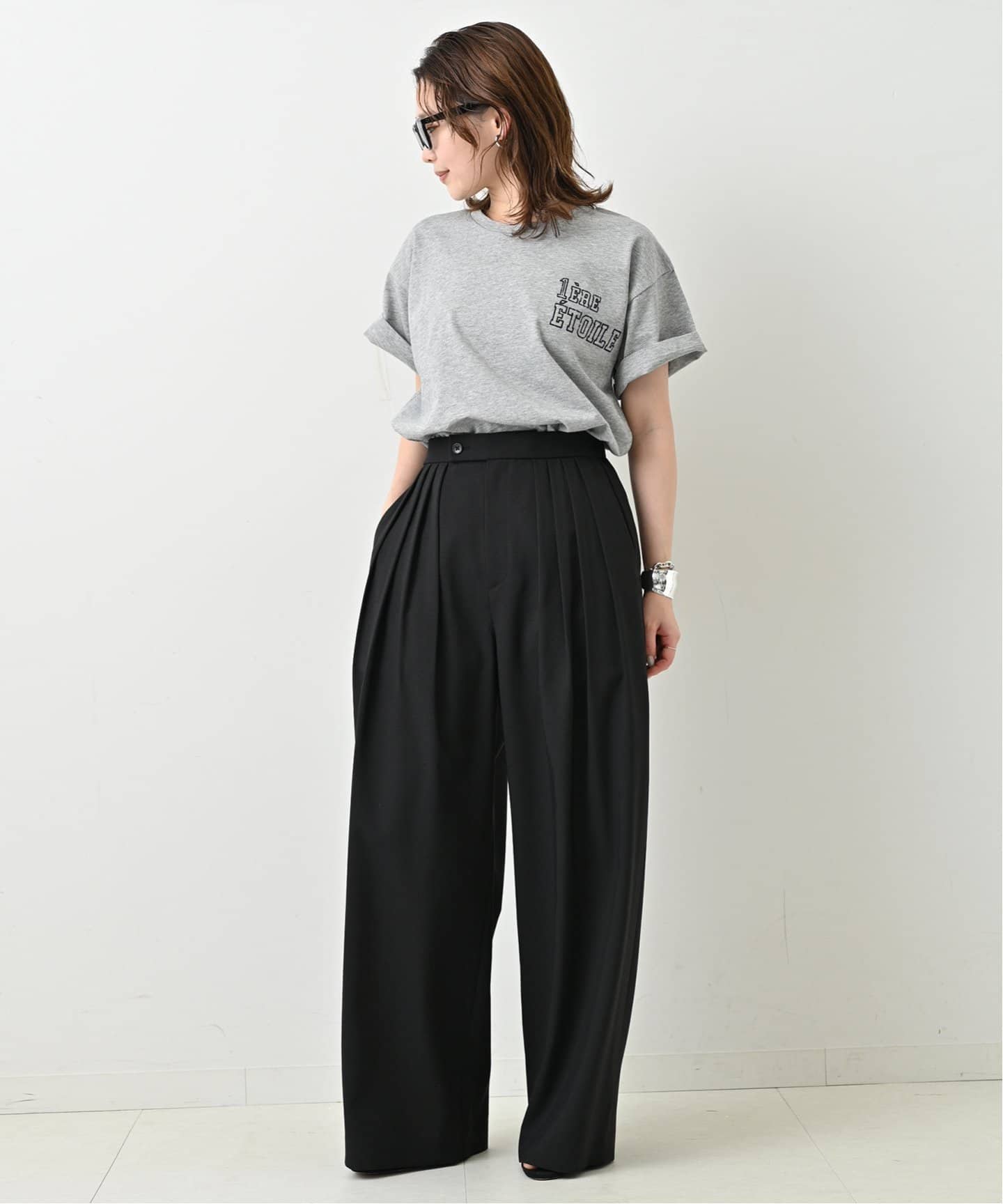 スペシャル 90s 4タック シルクワイドスラックス 黒 30インチ 4タックワイドパンツ（その他パンツ）｜SLOBE IENA（スローブ イエナ