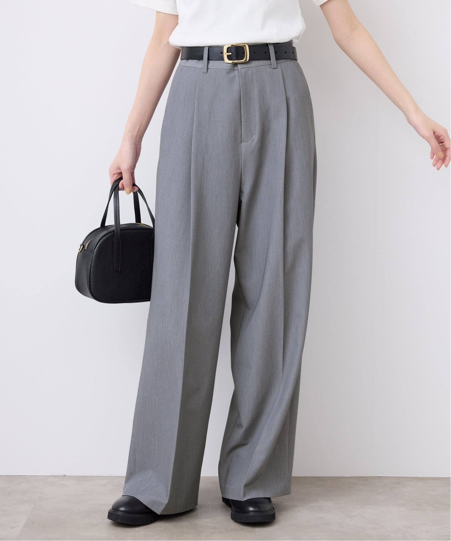 WEBのみ4サイズ展開/追加》TRワイドトラウザー（スラックス）｜SLOBE