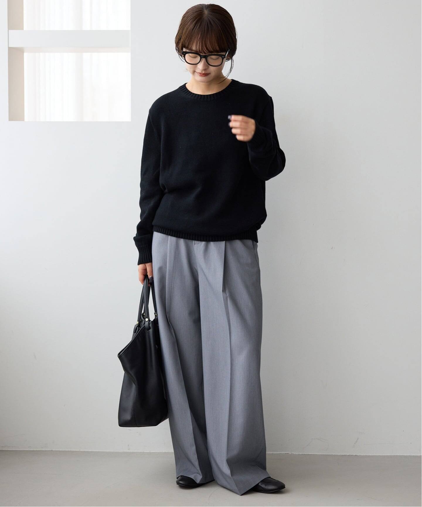 WEBのみ4サイズ展開/追加》TRワイドトラウザー（スラックス）｜SLOBE