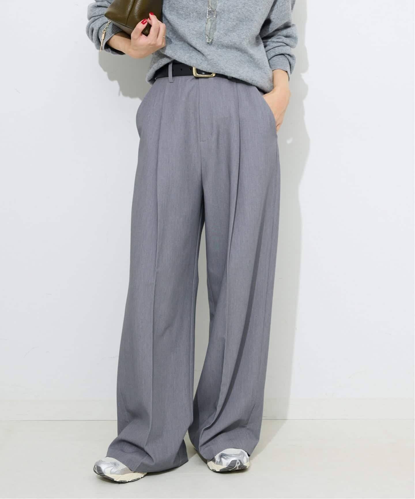 WEBのみ4サイズ展開/追加》TRワイドトラウザー（スラックス）｜SLOBE