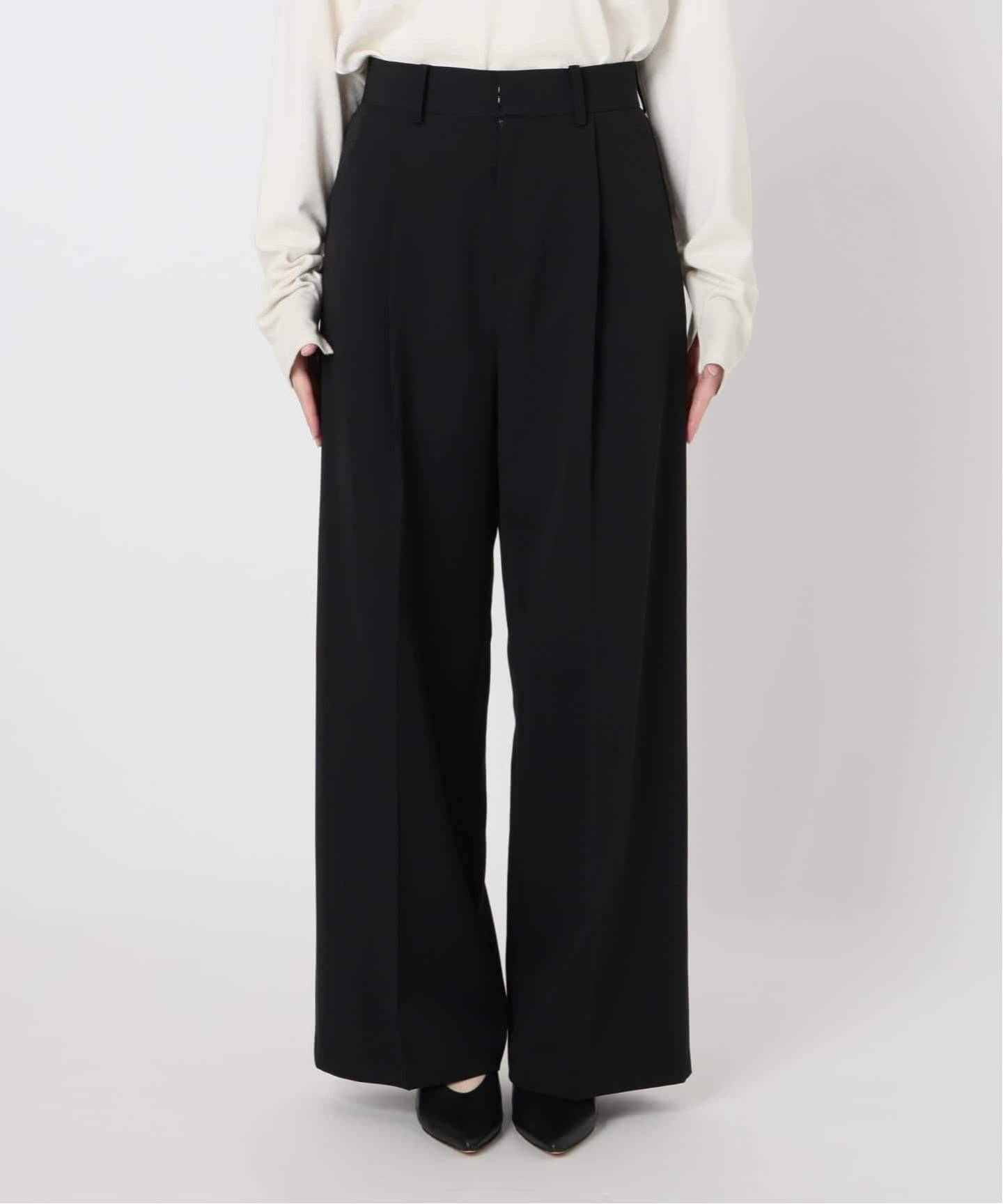 WEBのみ4サイズ展開/追加》TRワイドトラウザー（スラックス）｜SLOBE