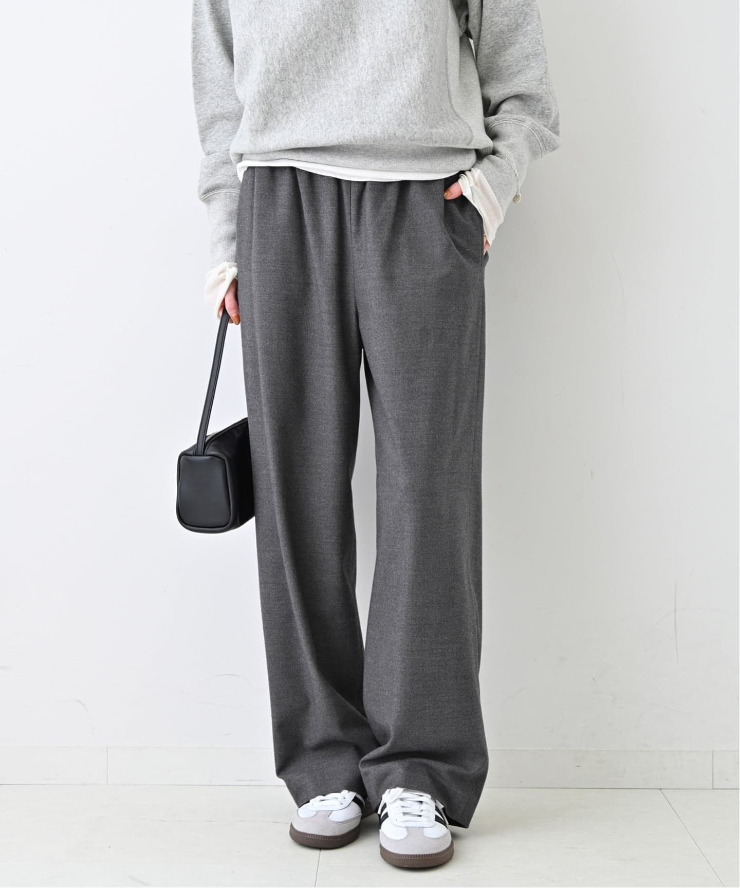 3サイズ展開/WEB限定/追加》ウール混ドロストイージースラックス