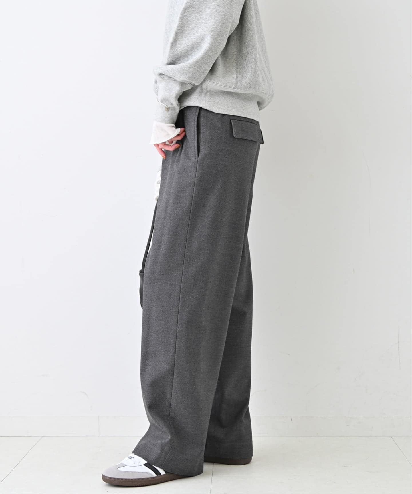 【新品】SLOBE IENA スローブイエナ　ウール混ドロストイージースラックス 3サイズ展開/WEB限定/追加予約》ウール混ドロストイージー