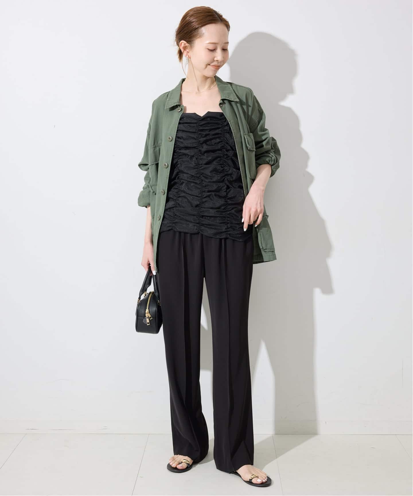 4サイズ展開》ピンタックセミフレアパンツ（その他パンツ）｜SLOBE