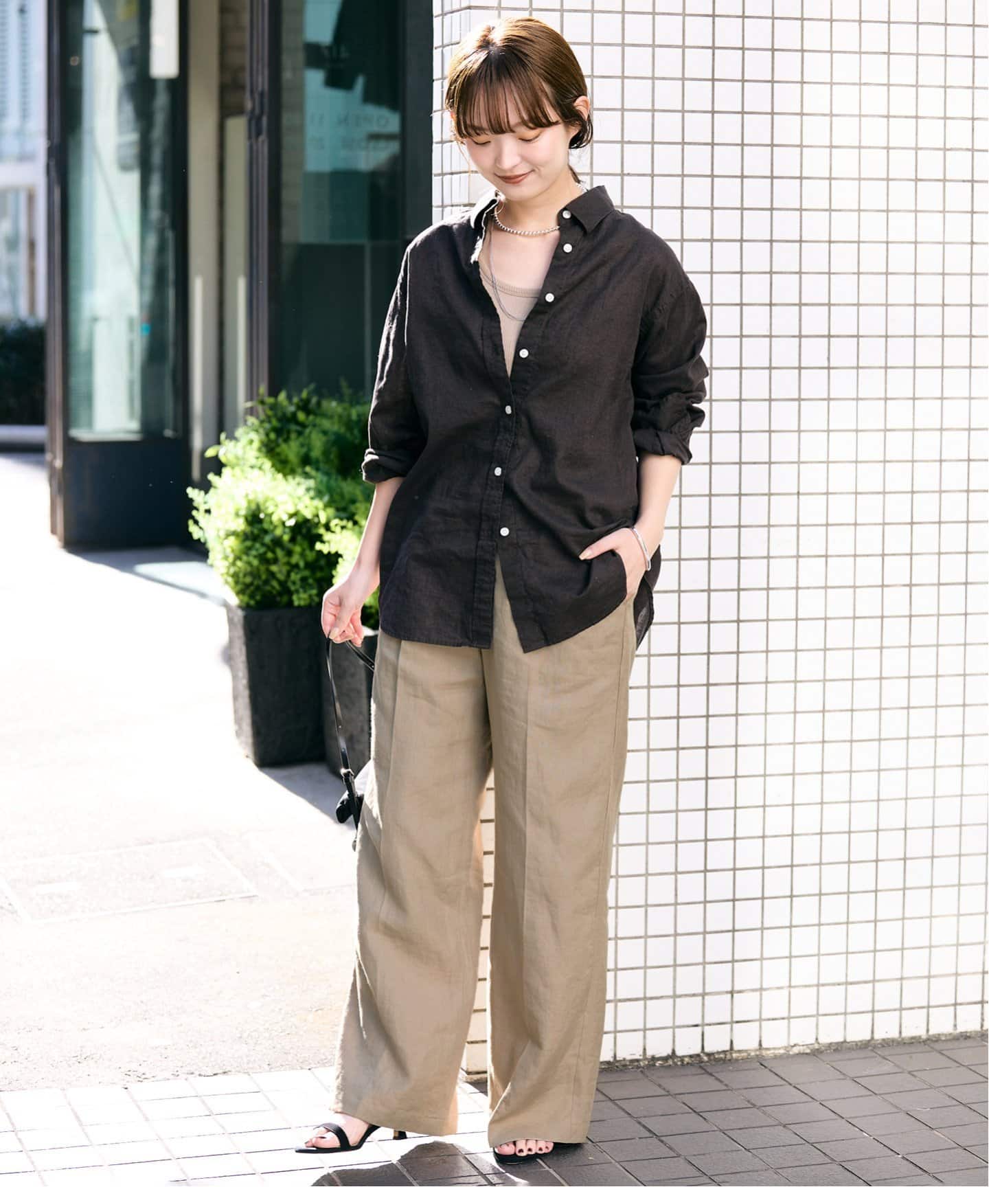 SLOBE IENA ソフトリネンリラックスパンツ◆新品未使用タグ付き リネン混イージースラックス（スラックス）｜SLOBE IENA