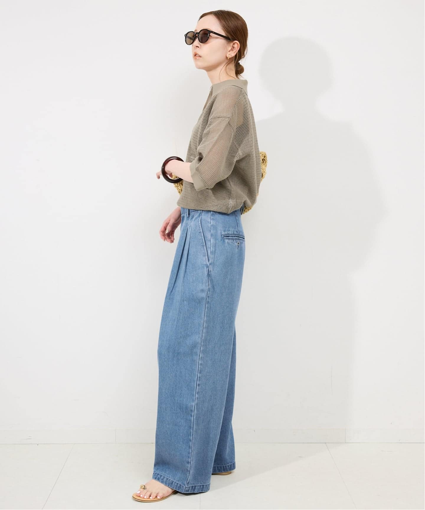 スローブイエナ　LEDENIM タックトラウザーデニム 4サイズ展開/追加》LEDENIM TUCK TROUSERデニム（デニムパンツ