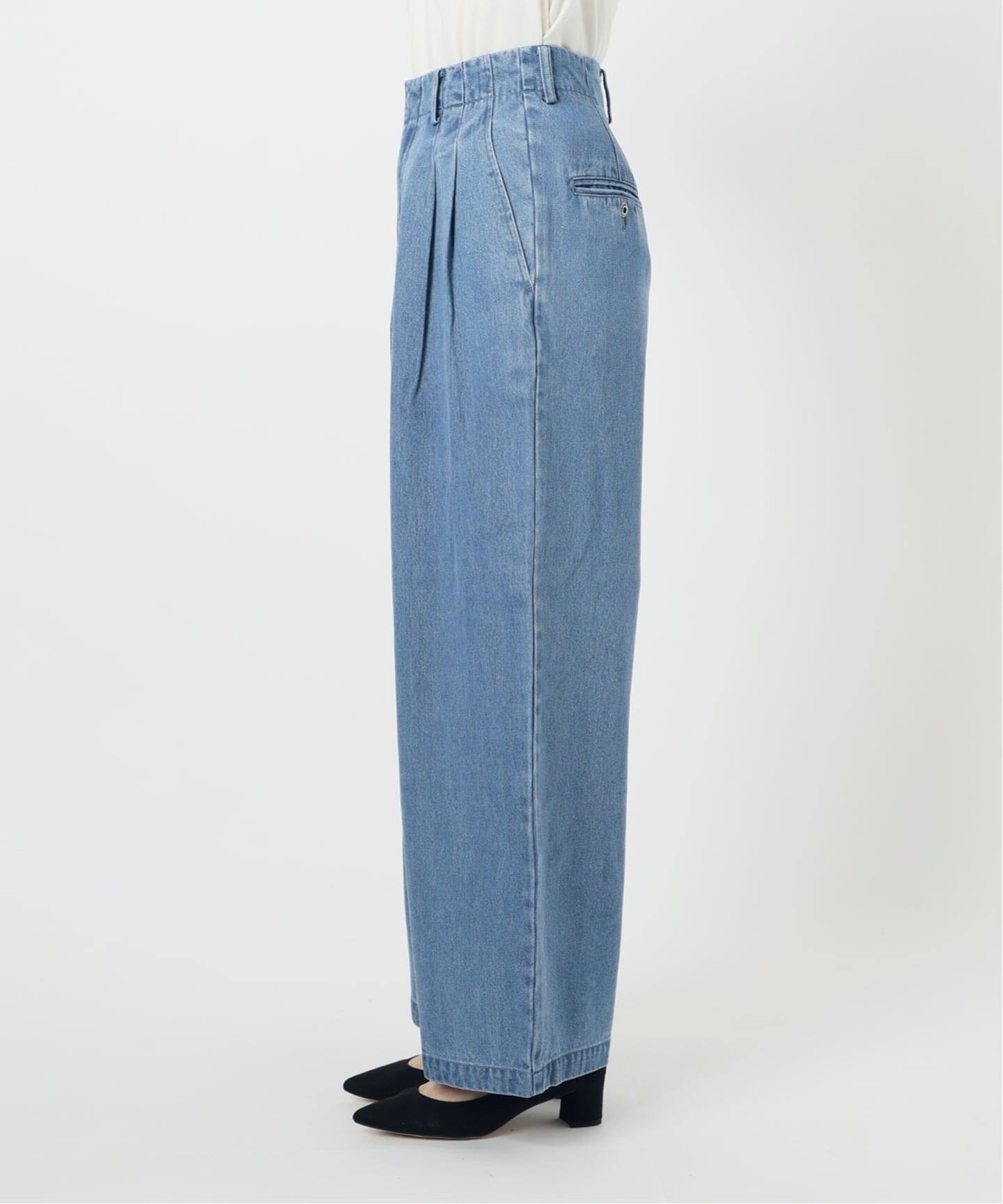 スローブイエナ LEDENIM TUCK TROUSER タック ワイドデニム 4サイズ展開/追加》LEDENIM TUCK TROUSERデニム（デニムパンツ