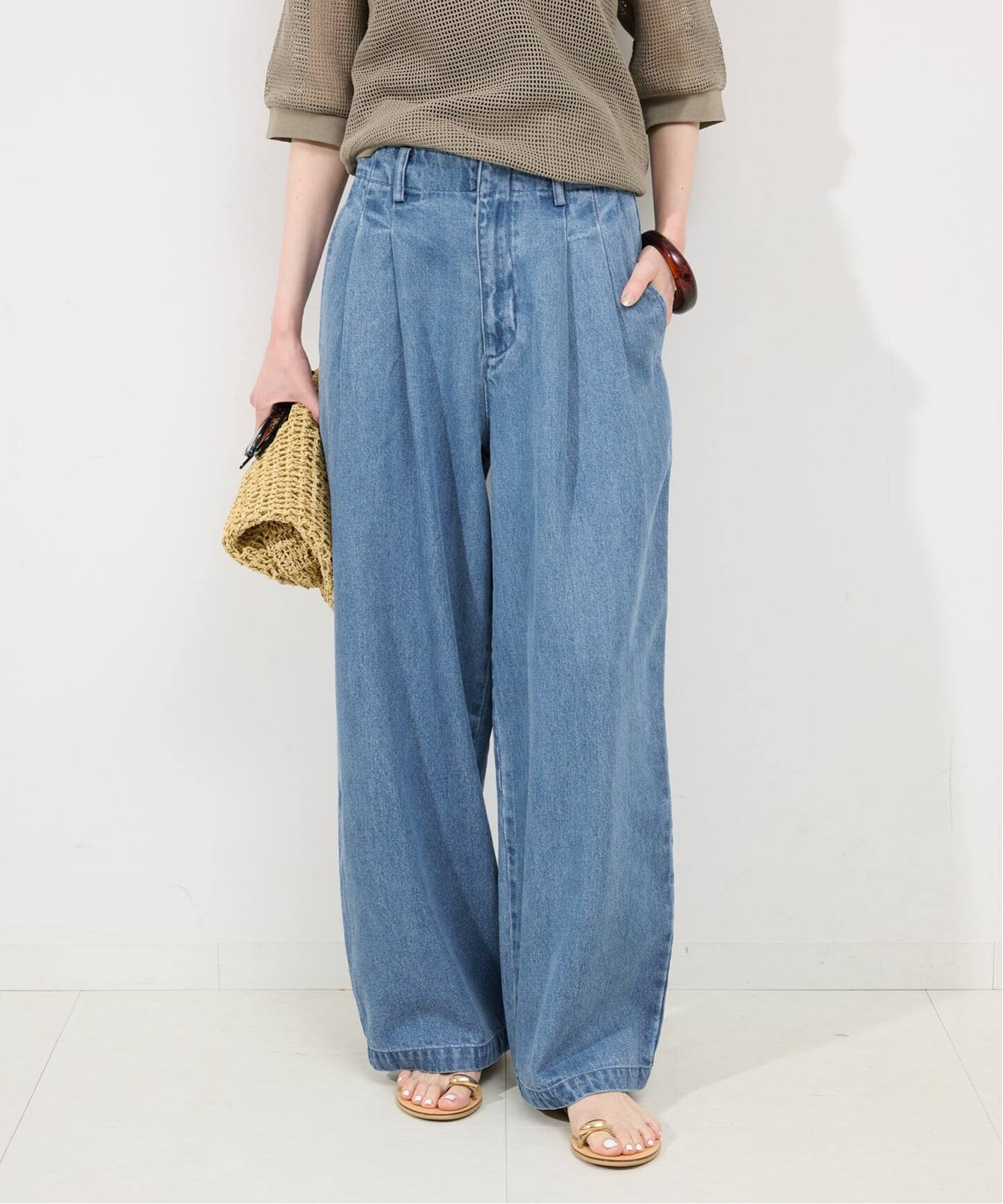 LEDENIM TUCK TROUSER デニム38 期間限定価格7月31日まで 4サイズ展開/WEB限定/追加4》LEDENIM TUCK TROUSERデニム