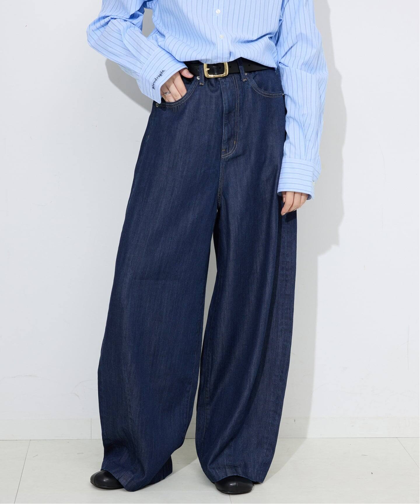 4サイズ展開》LE DENIM PEG カーブワイドデニム（デニムパンツ