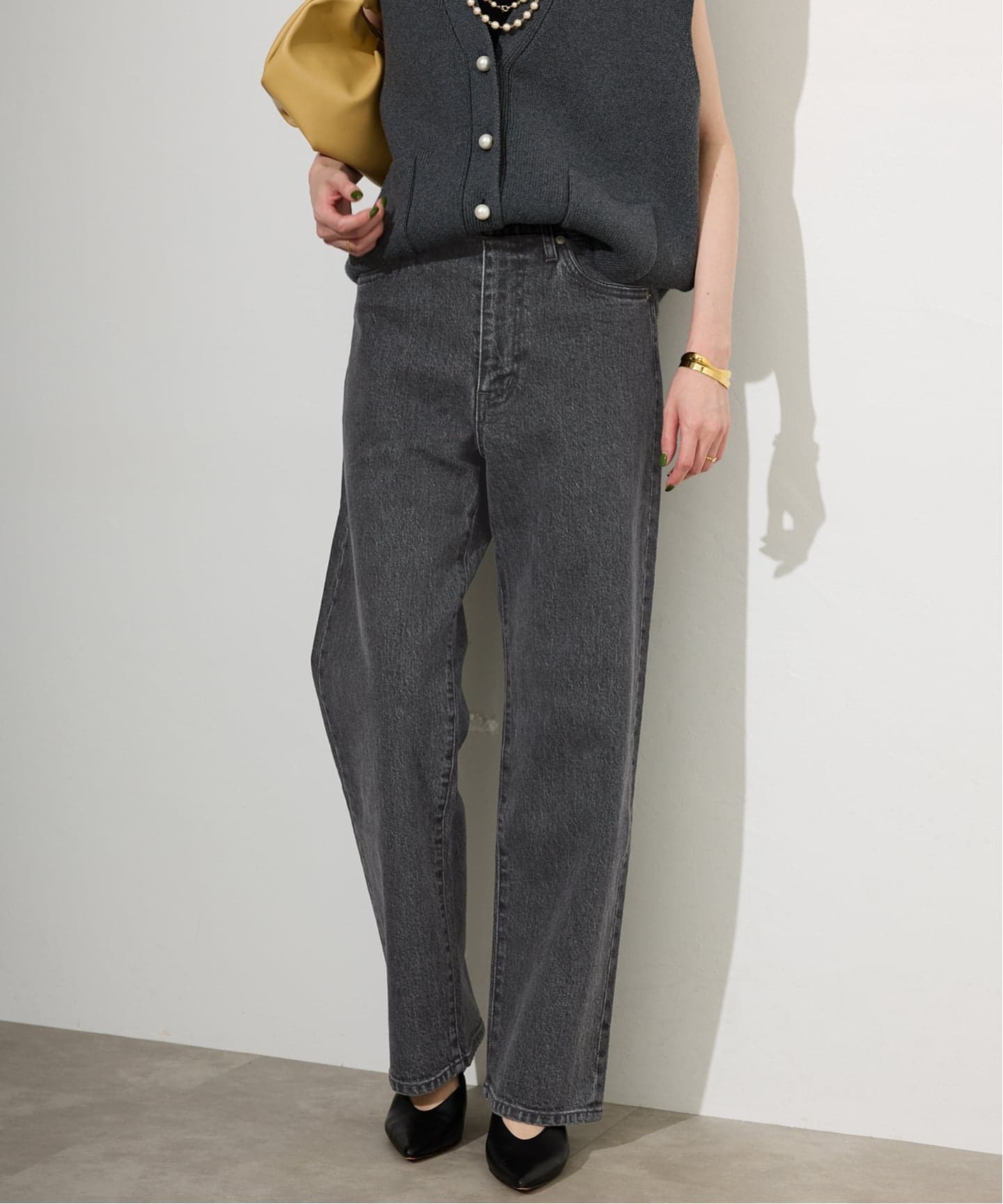 SLOBE IENA LE DENIM ストレートパンツ グレー 38 4サイズ展開/追加7》LE DENIM ストレートデニムパンツ（デニム