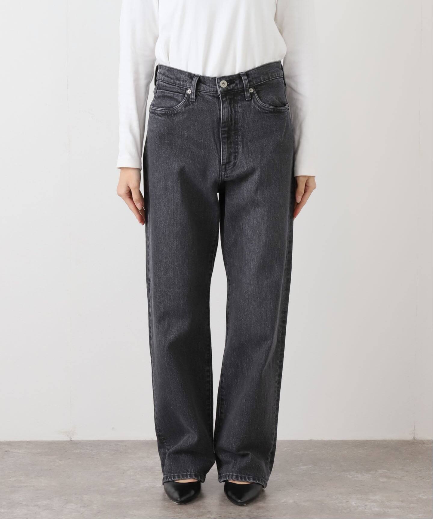 SLOBE IENA LE DENIM ストレートパンツ グレー 38 4サイズ展開/追加8》LE DENIM ストレートデニムパンツ(デニム