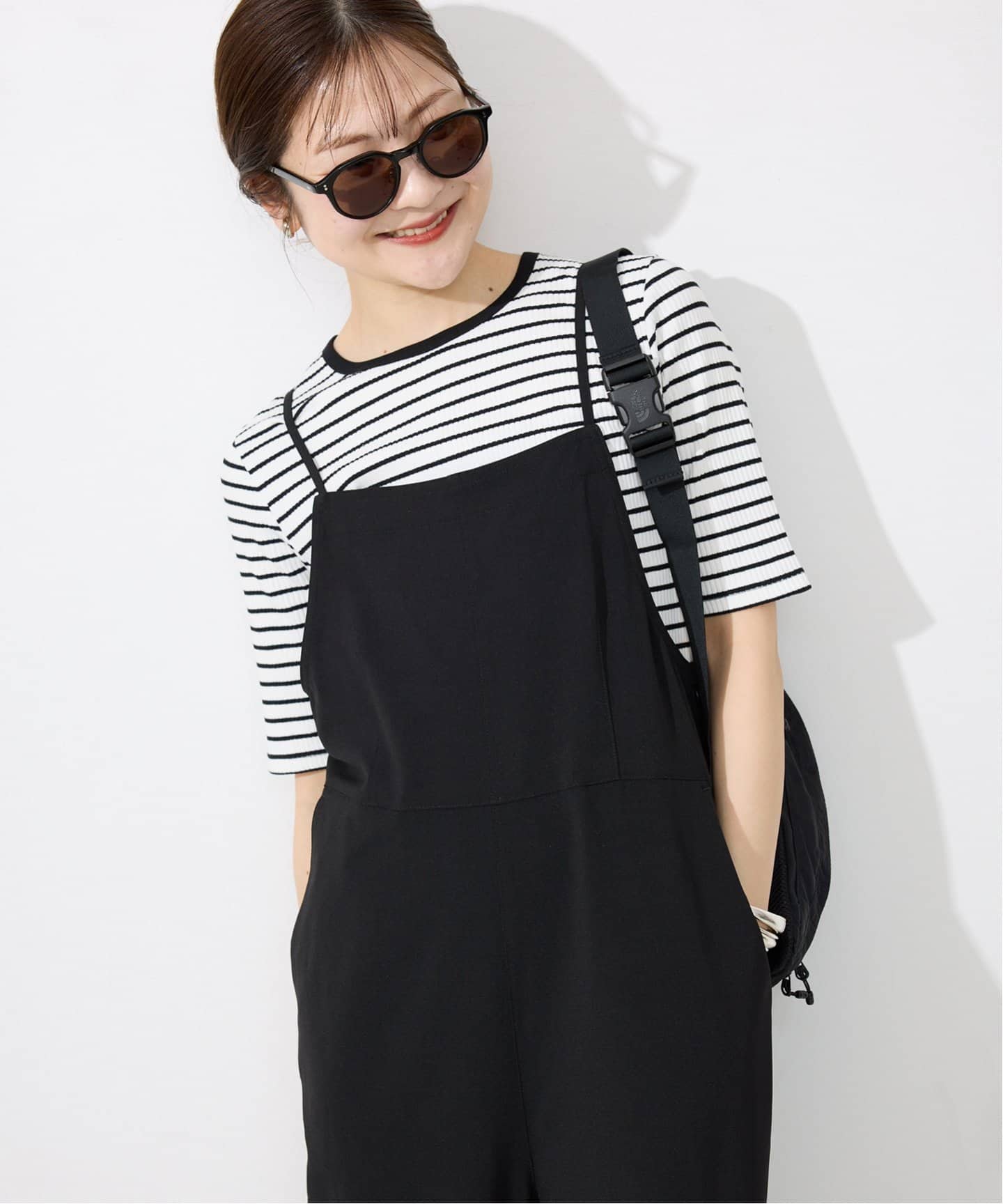 2枚セット》ナローサロペット×TEEセット（サロペット