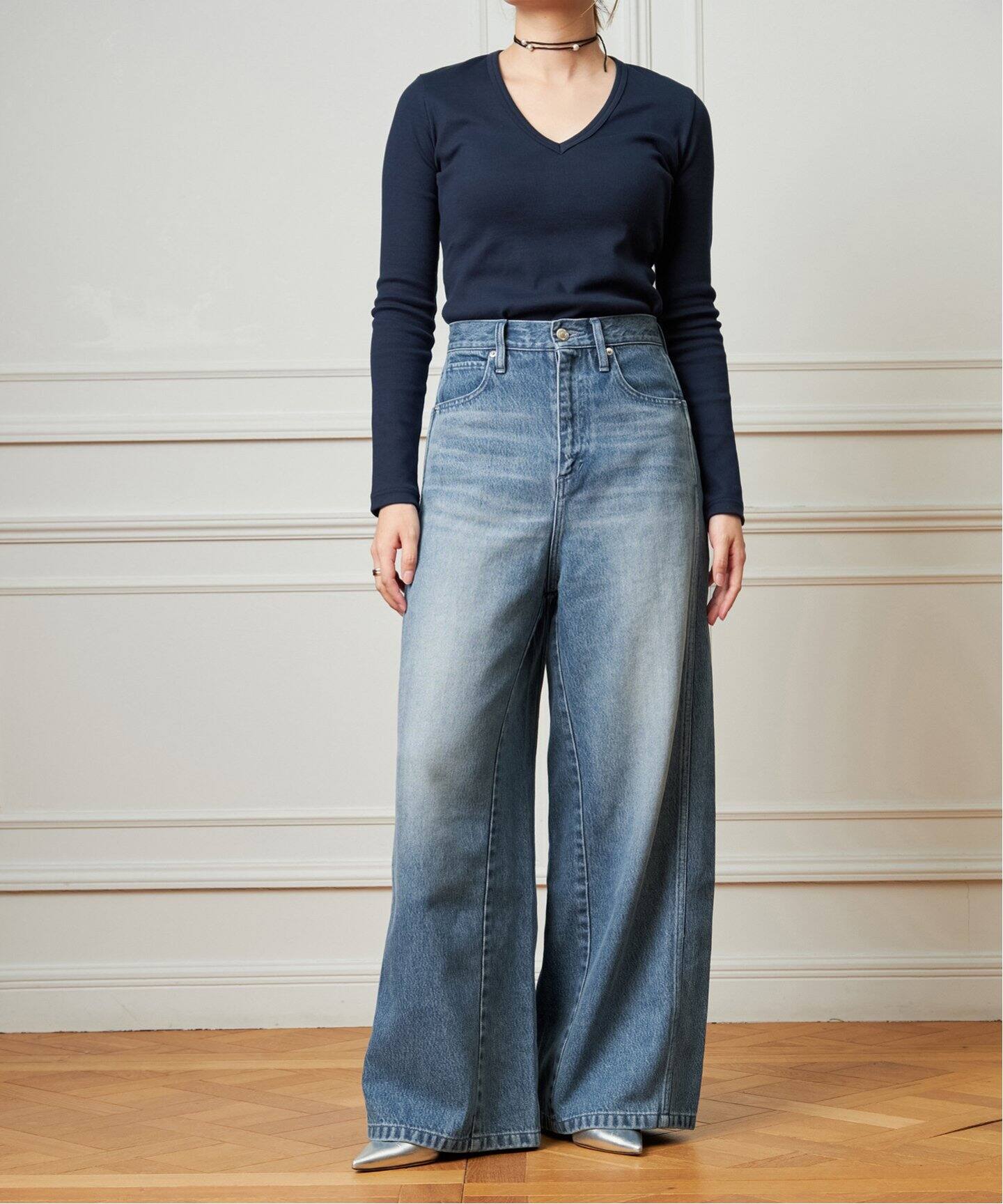 IENA LA BOUCLE ソフトデニムシルエットパンツ（デニムパンツ  