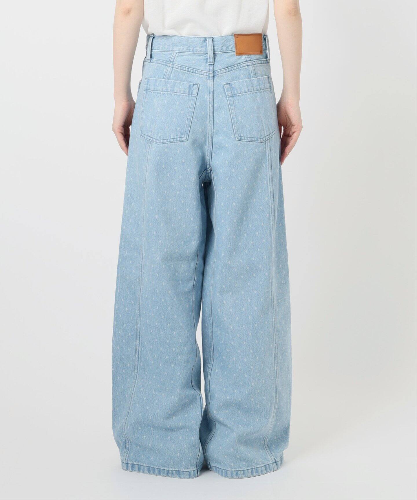 IENA LA BOUCLE ソフトデニムスクウェアドットシルエットパンツ 