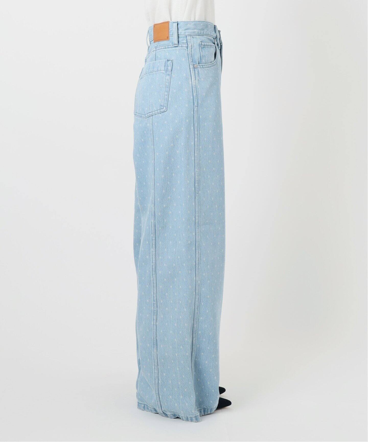 IENA LA BOUCLE ソフトデニムスクウェアドットシルエットパンツ 