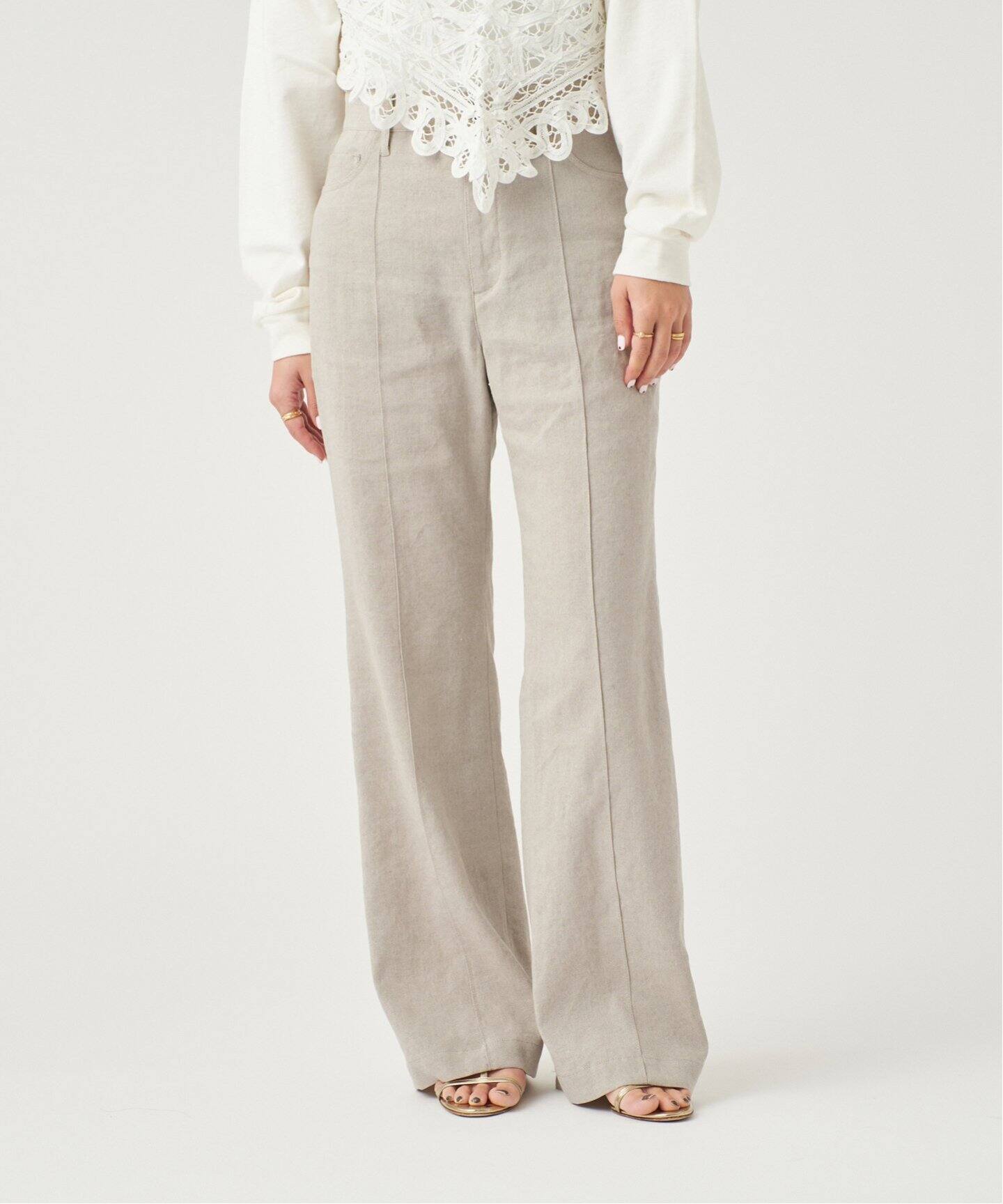 IENA LA BOUCLE T/Wストレッチ フレアパンツ IENA LA BOUCLE 麻ストレッチ フレアパンツ