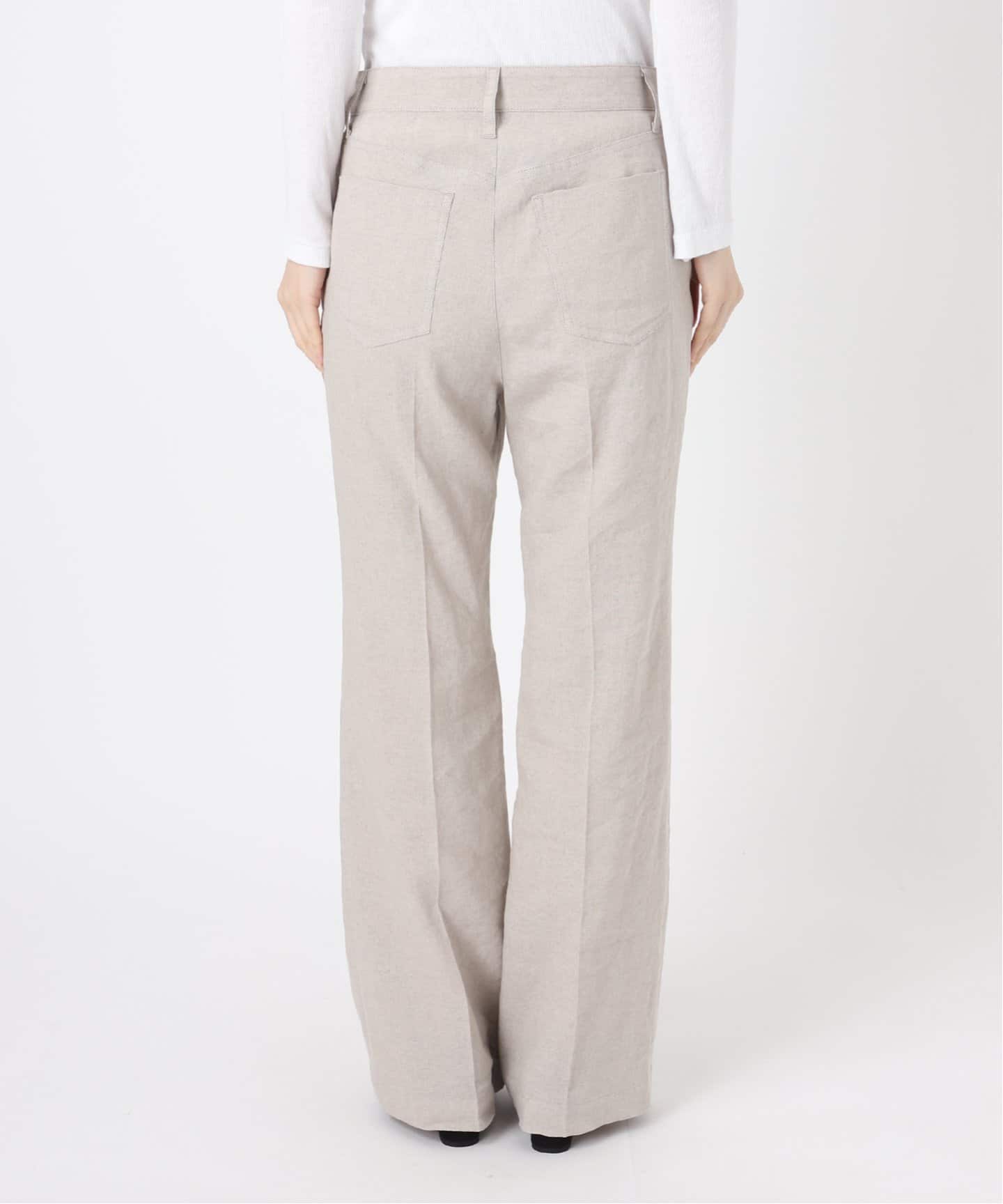 IENA LA BOUCLE 麻ストレッチ フレアパンツ IENA LA BOUCLE リネン混ストレッチタイトフレアーパンツ