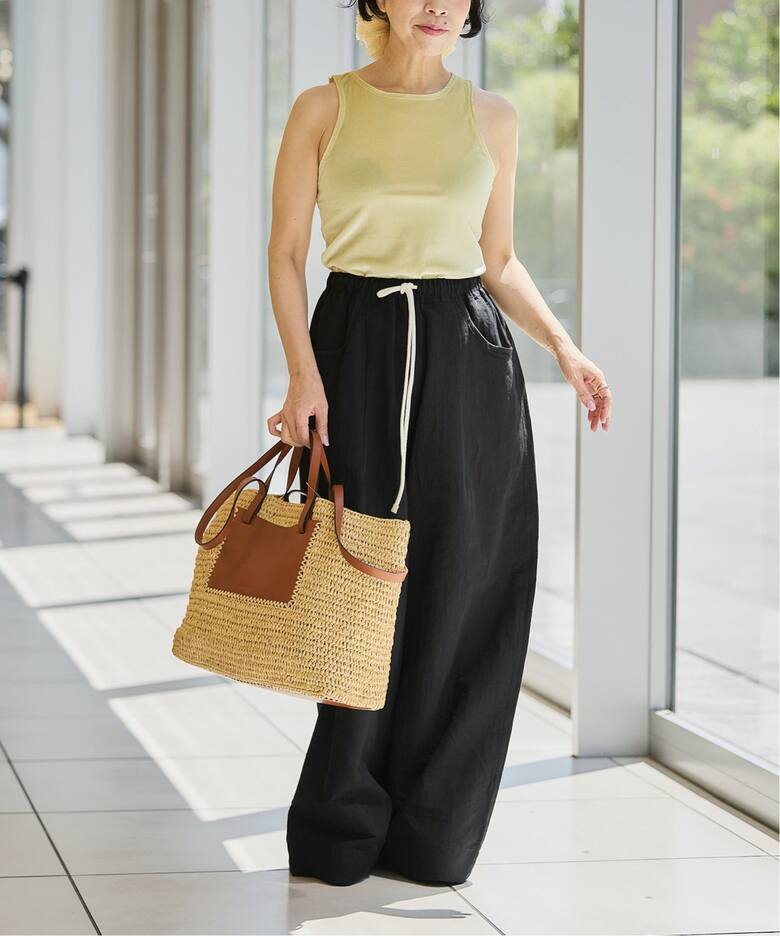 IENA LA BOUCLE コットンリネンスラブワイドパンツ（その他パンツ  