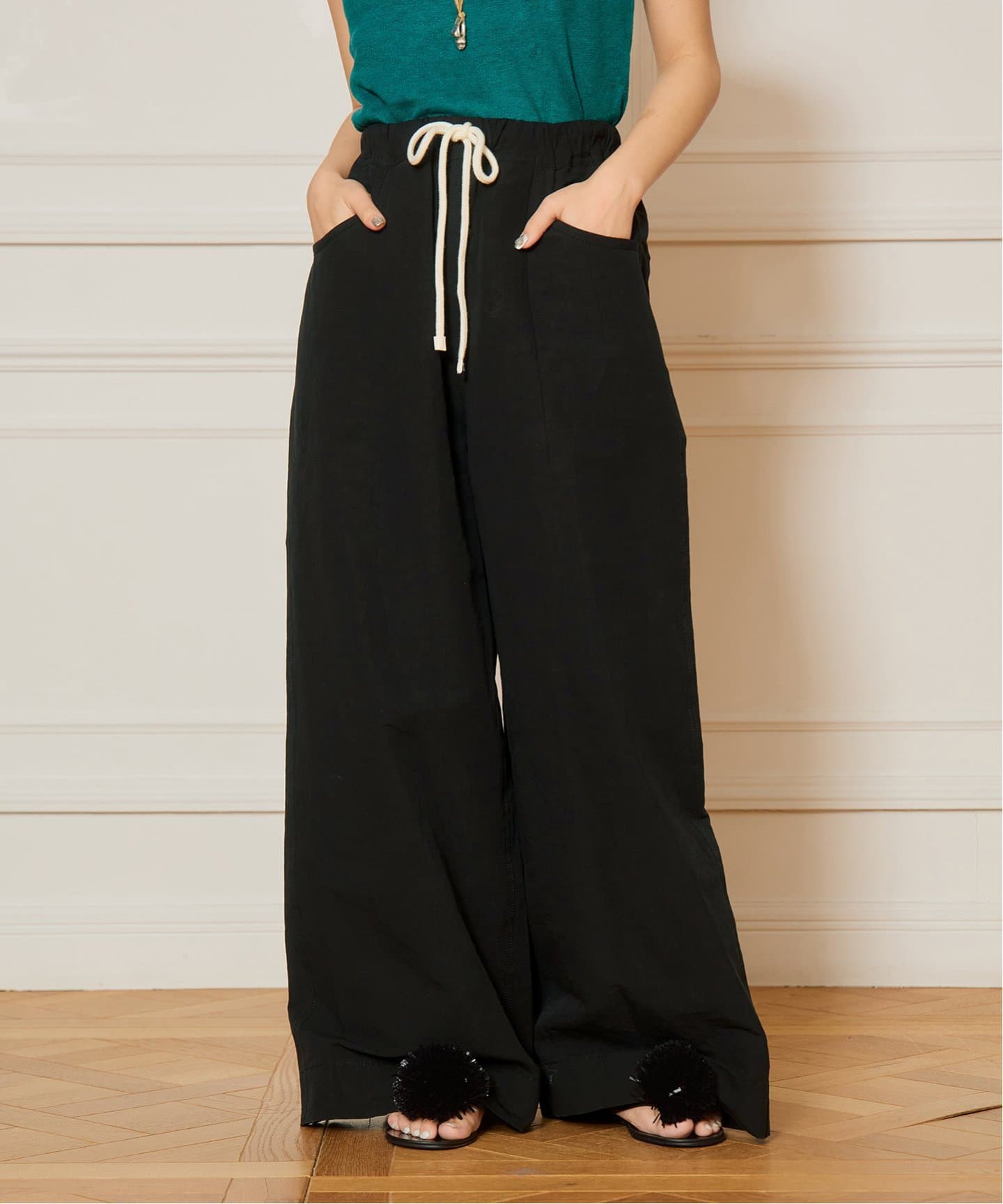IENA LA BOUCLE コットンリネンスラブワイドパンツ（その他