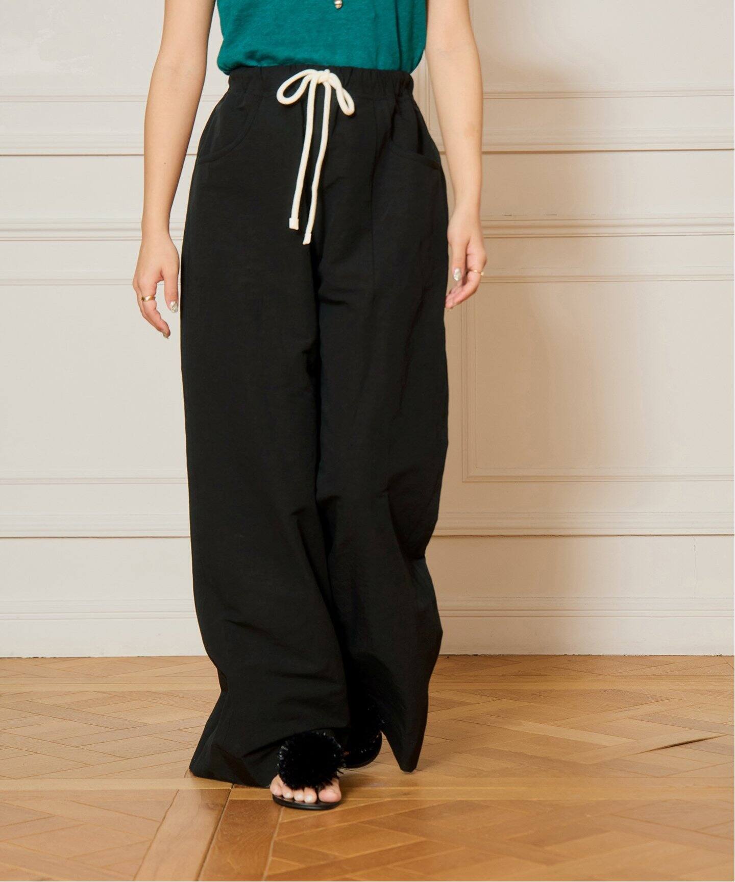 IENA LA BOUCLE コットンリネンスラブワイドパンツ（その他