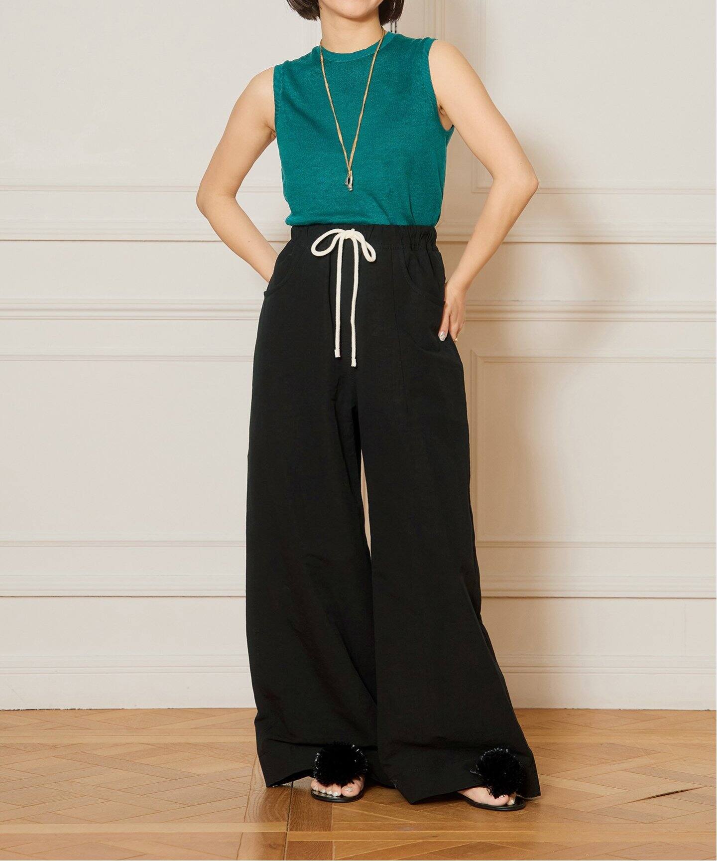 IENA LA BOUCLE コットンリネンスラブワイドパンツ（その他パンツ