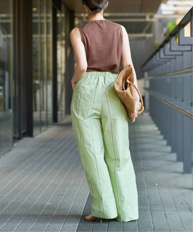 IENA LA BOUCLE ライトタフタチェックイージーワイドパンツ（その他  