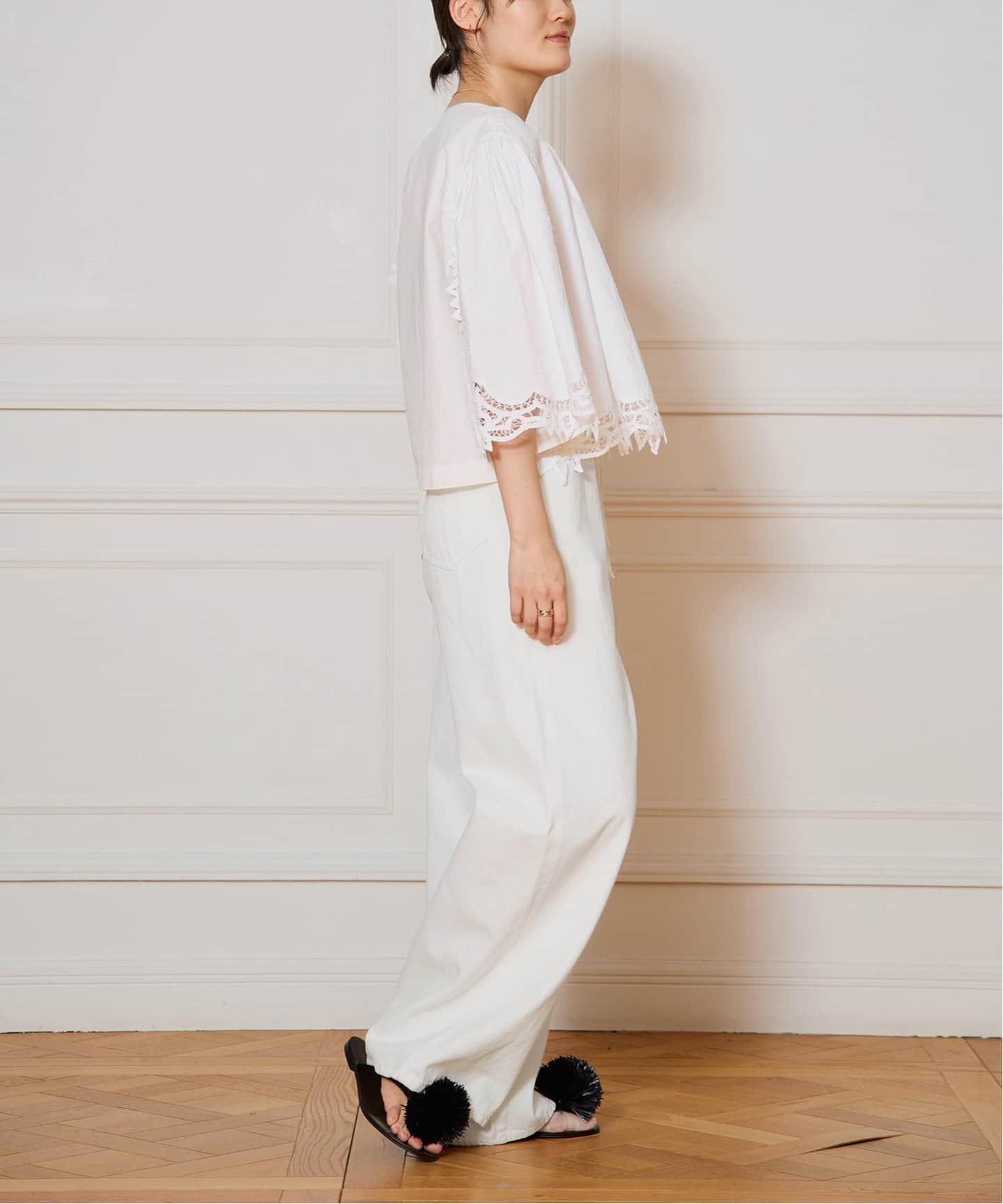 IENA LA BOUCLE ハイウエストホワイトデニムパンツ IENA LA BOUCLE ハイウエストホワイトデニムパンツの