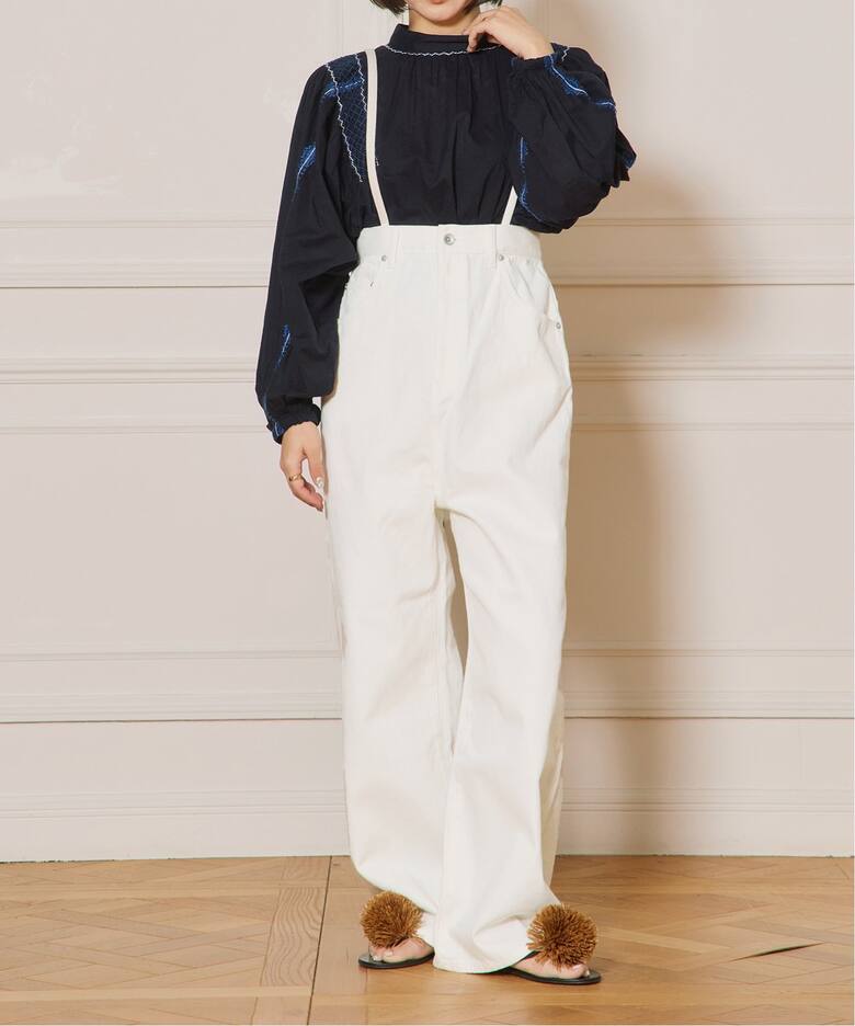 IENA LA BOUCLE ハイウエストホワイトデニムパンツ（デニムパンツ 