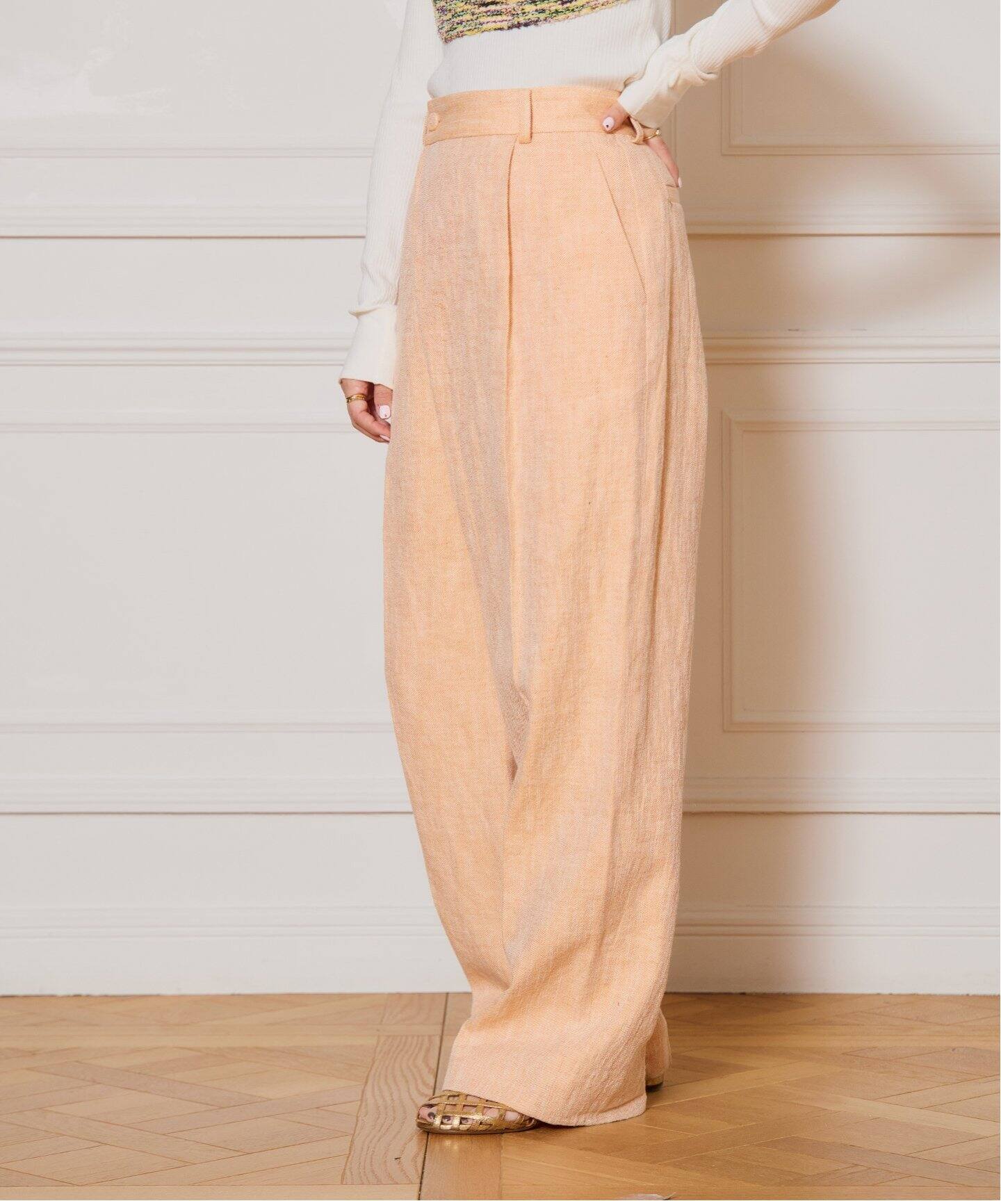 IENA LA BOUCLE リネンコットンラップパンツ（スラックス）｜IENA