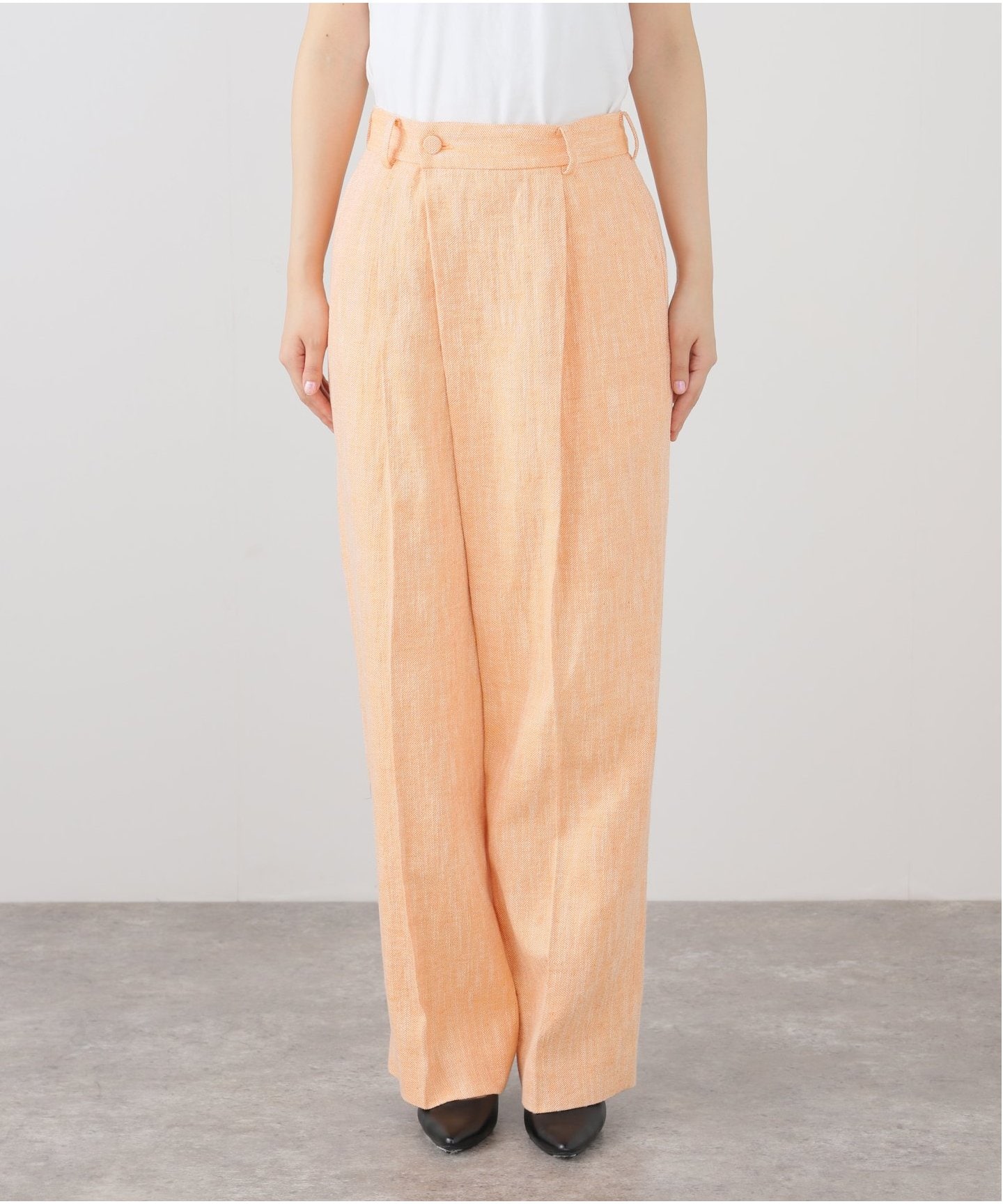 IENA LA BOUCLE リネンコットンラップパンツ（スラックス