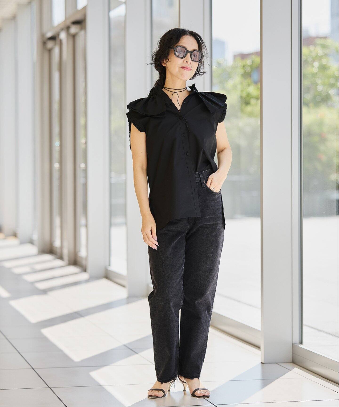 【中古】エーゴールドイー AGOLDE 90S CROP デニムパンツ 27 黒 ブラック A173E-1157 /AB ■OS レディース AGOLDE/エーゴールドイー 90'S CROP IN TAR A173E-1157（デニムパンツ