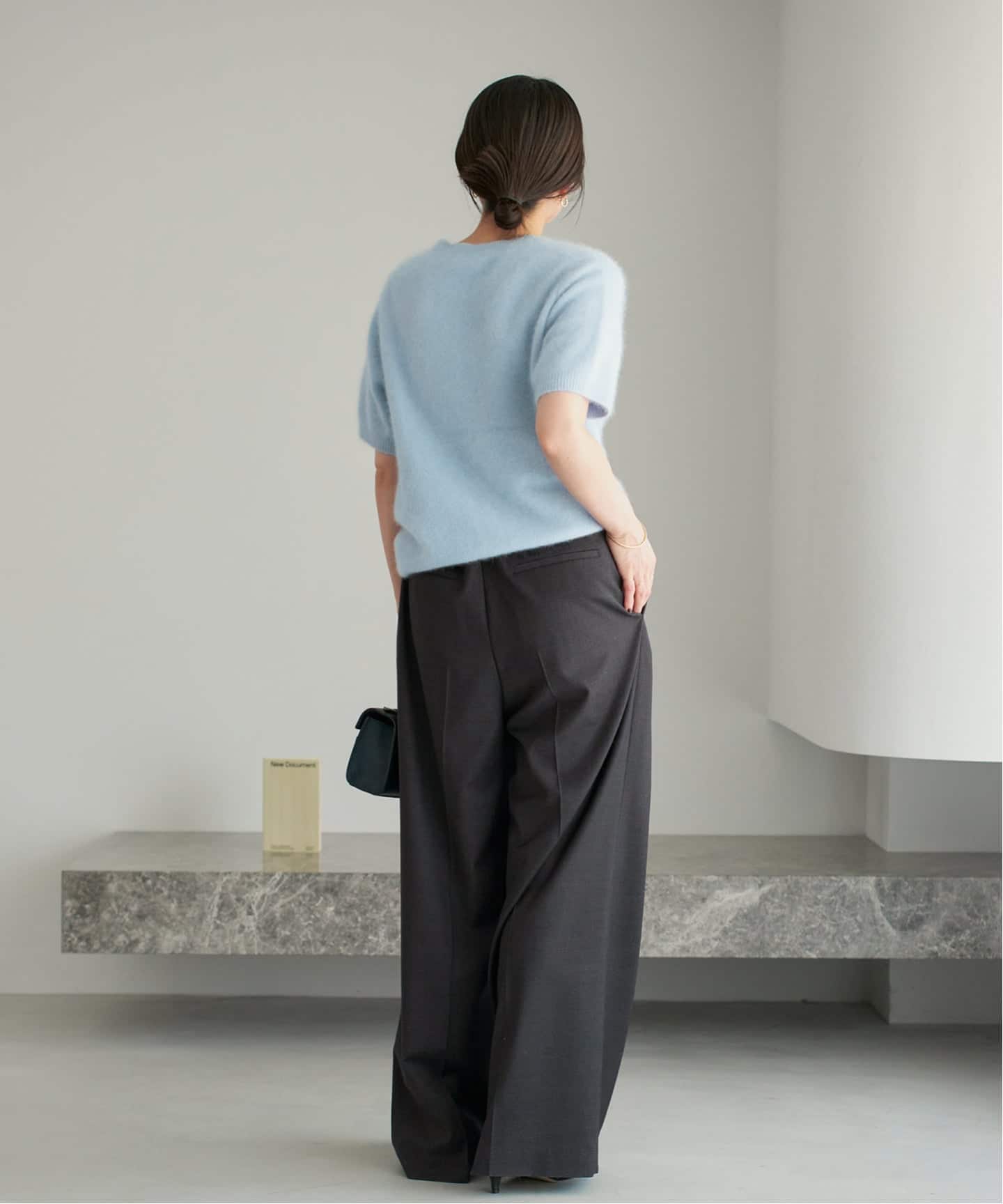 美品 Plage タックワイドパンツ グレー 36　 　 　グレー Plage - Plage タック ワイドパンツ フルレングス 麻混 36