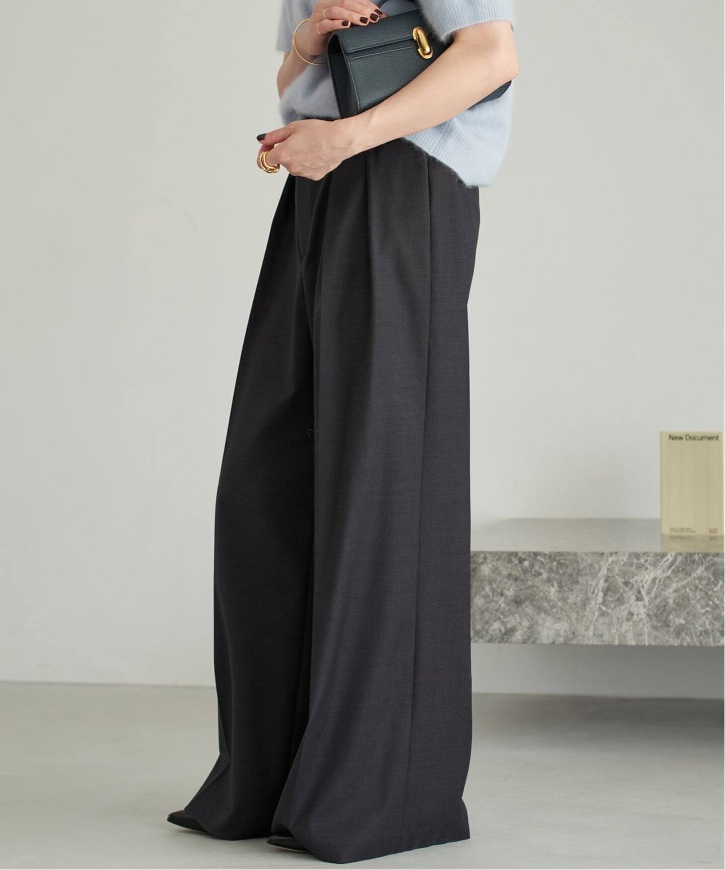 Plage プラージュ douce cotton スラックス 予約》WO SE 2Tuck Wide パンツ（スラックス）｜Plage