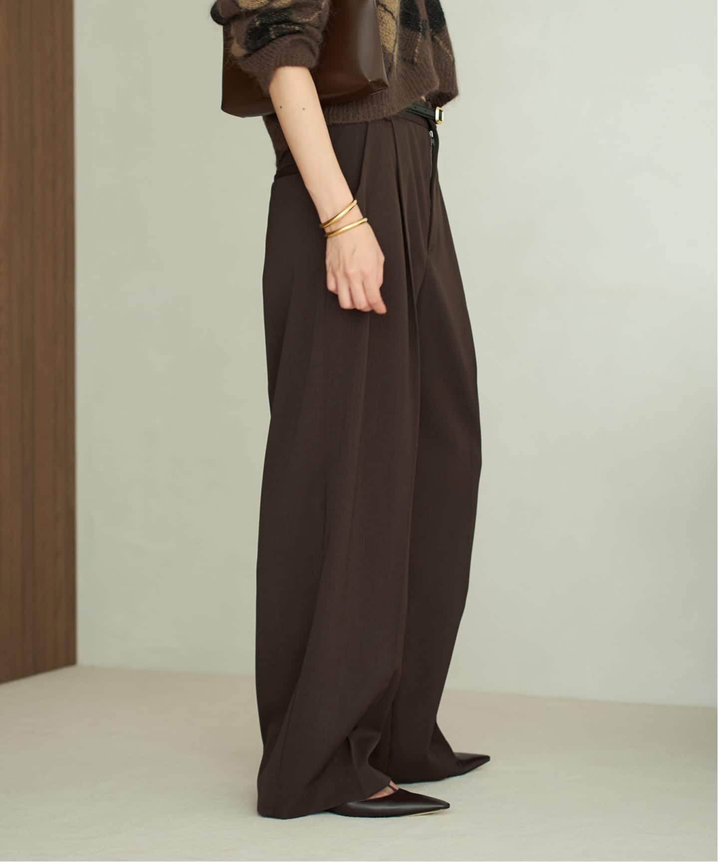 Plage One Tuck Wide パンツ34 極美品 Plage プラージュOne Tuck Wide パンツ リネンコットン